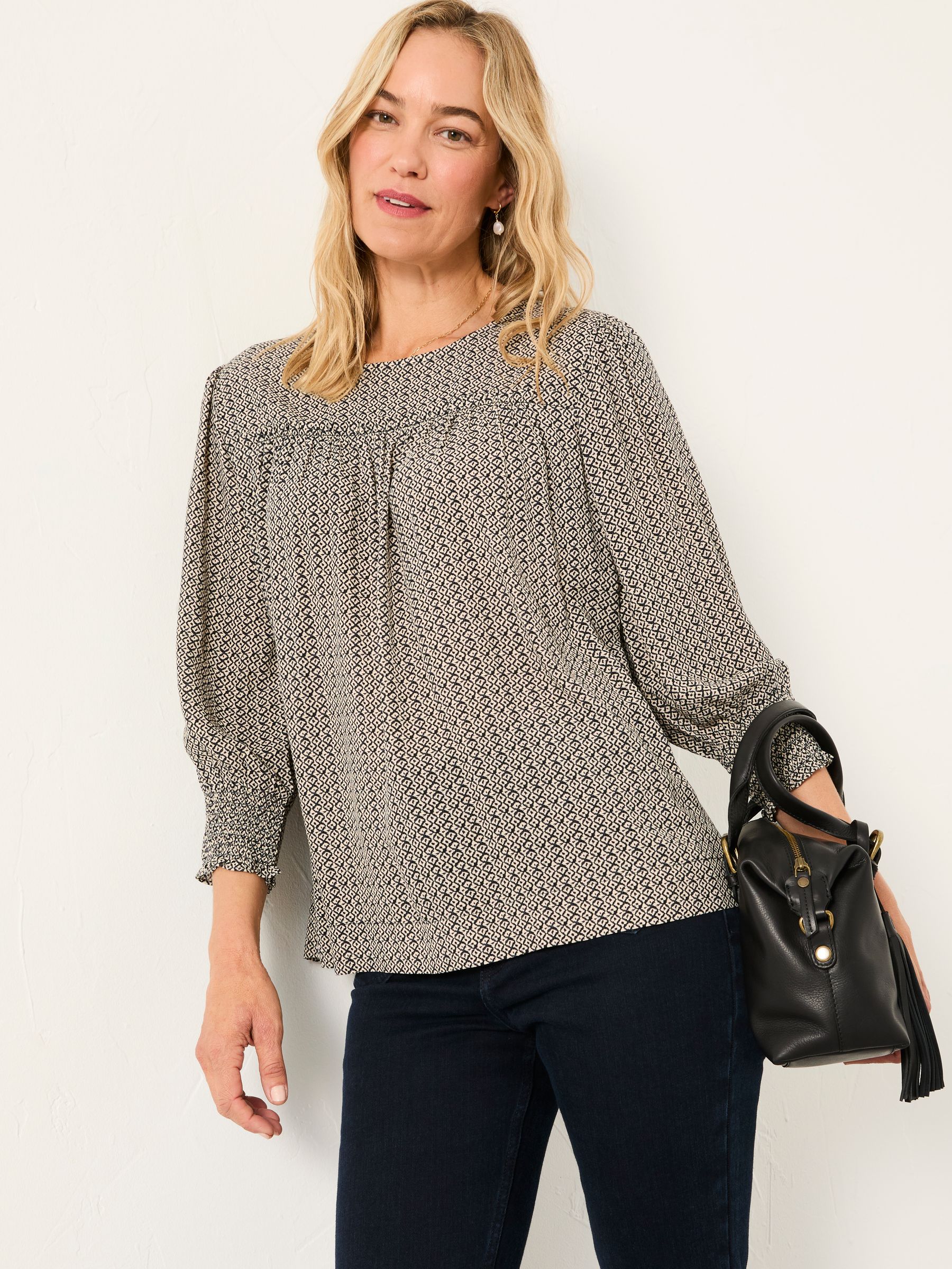 Shelley Dark Natural Ikat Geo Blouse - Image 3 of 5