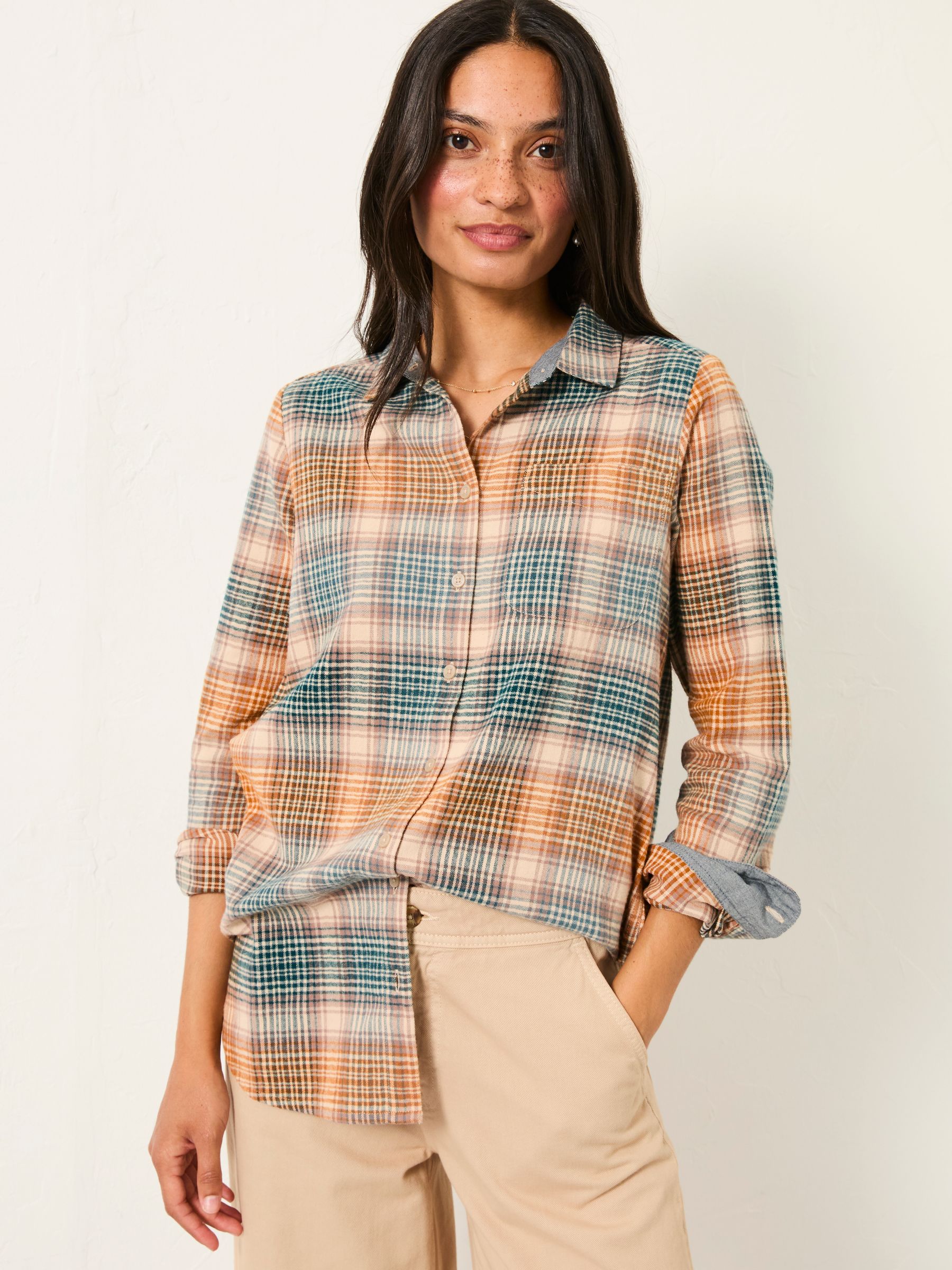 Olivia Tan Brown Check Shirt - Image 1 of 5