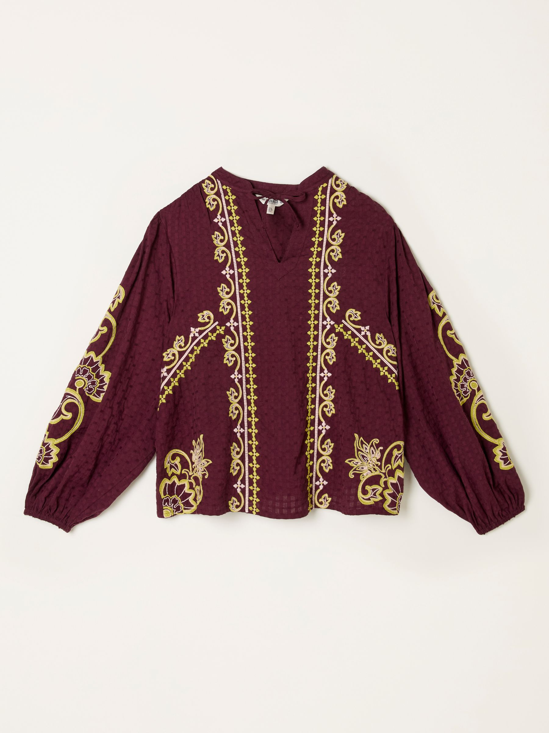 Burgundy Red Garratt Embroidered Blouse - Image 6 of 6