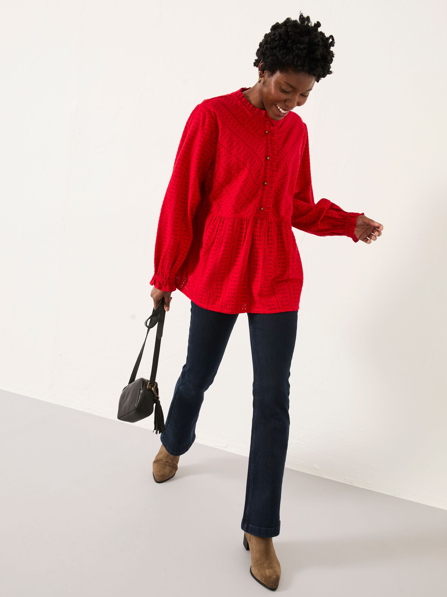 Ina Red Broderie Blouse - Image 3 of 5