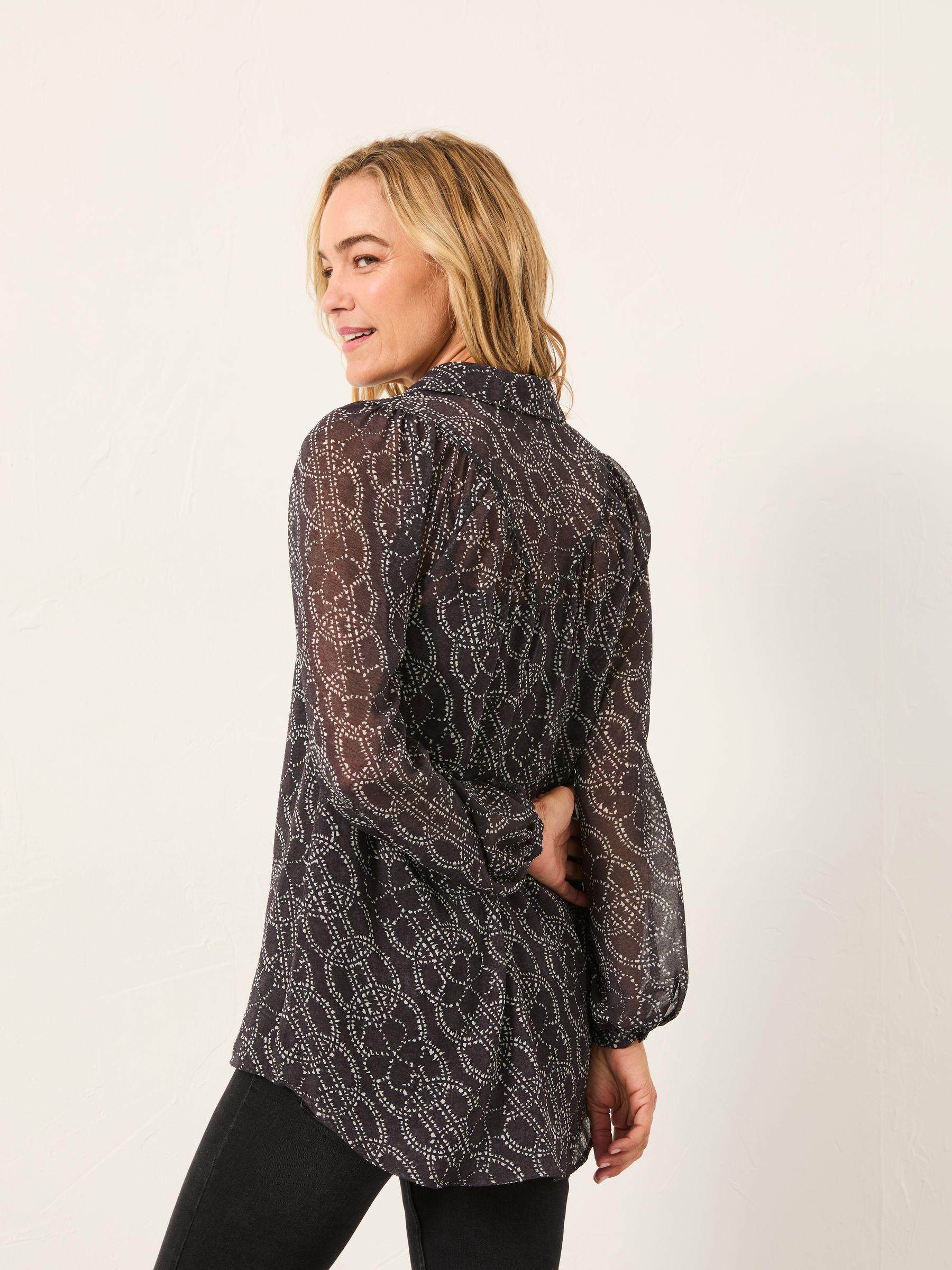Pamala Graphite Grey Texture Floral Blouse - Image 2 of 5