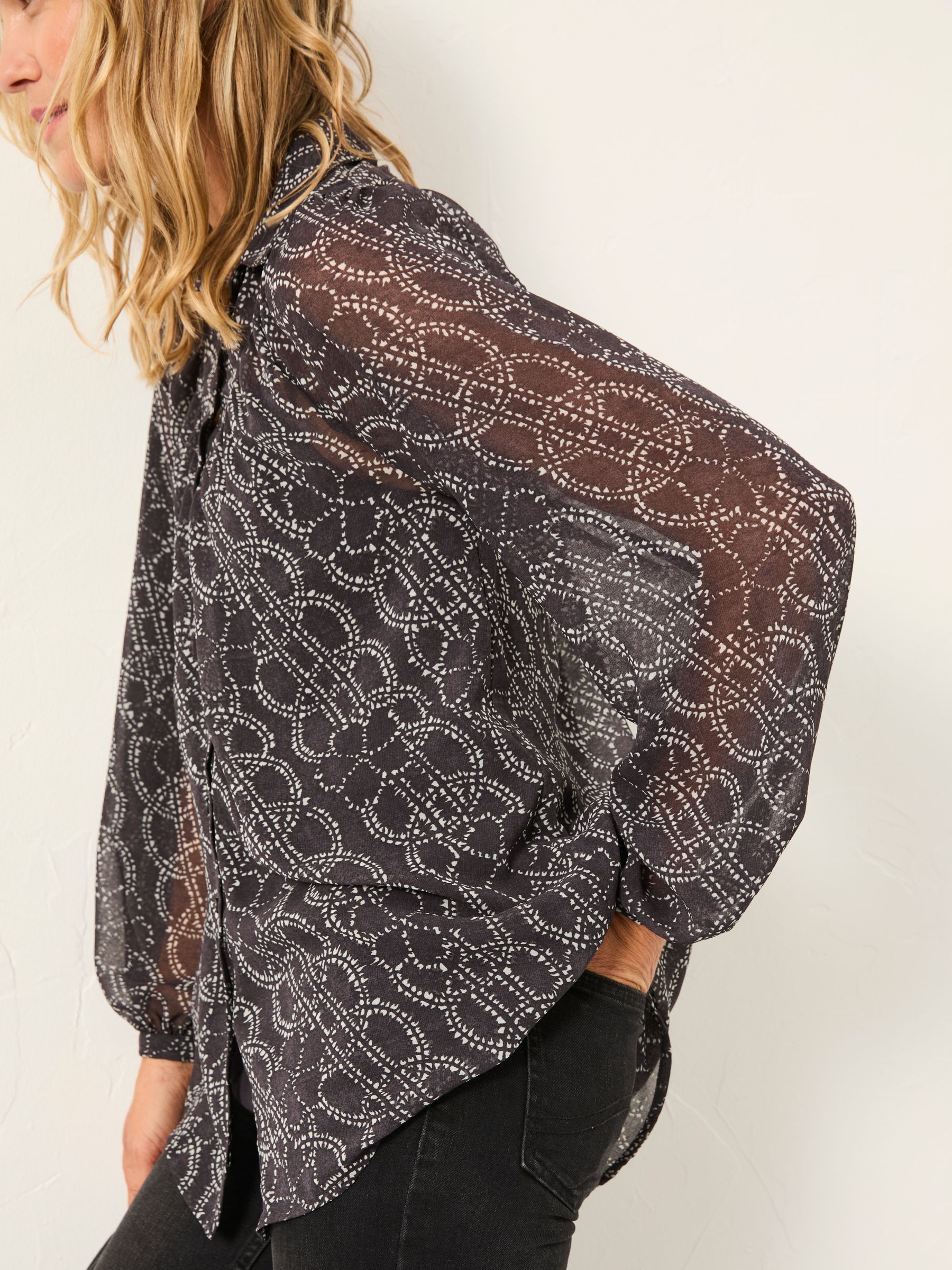 Pamala Graphite Grey Texture Floral Blouse - Image 3 of 5