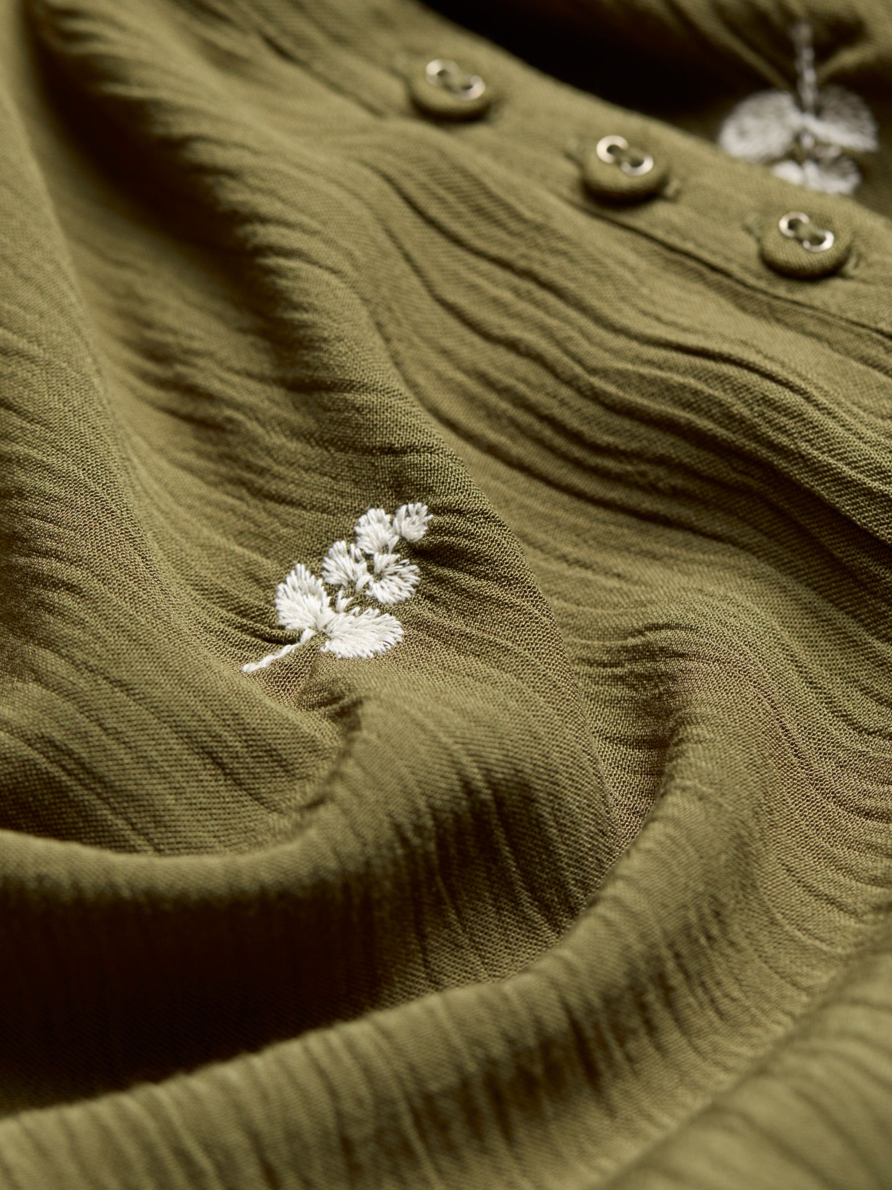 Etta Olive Green Embroidered Blouse