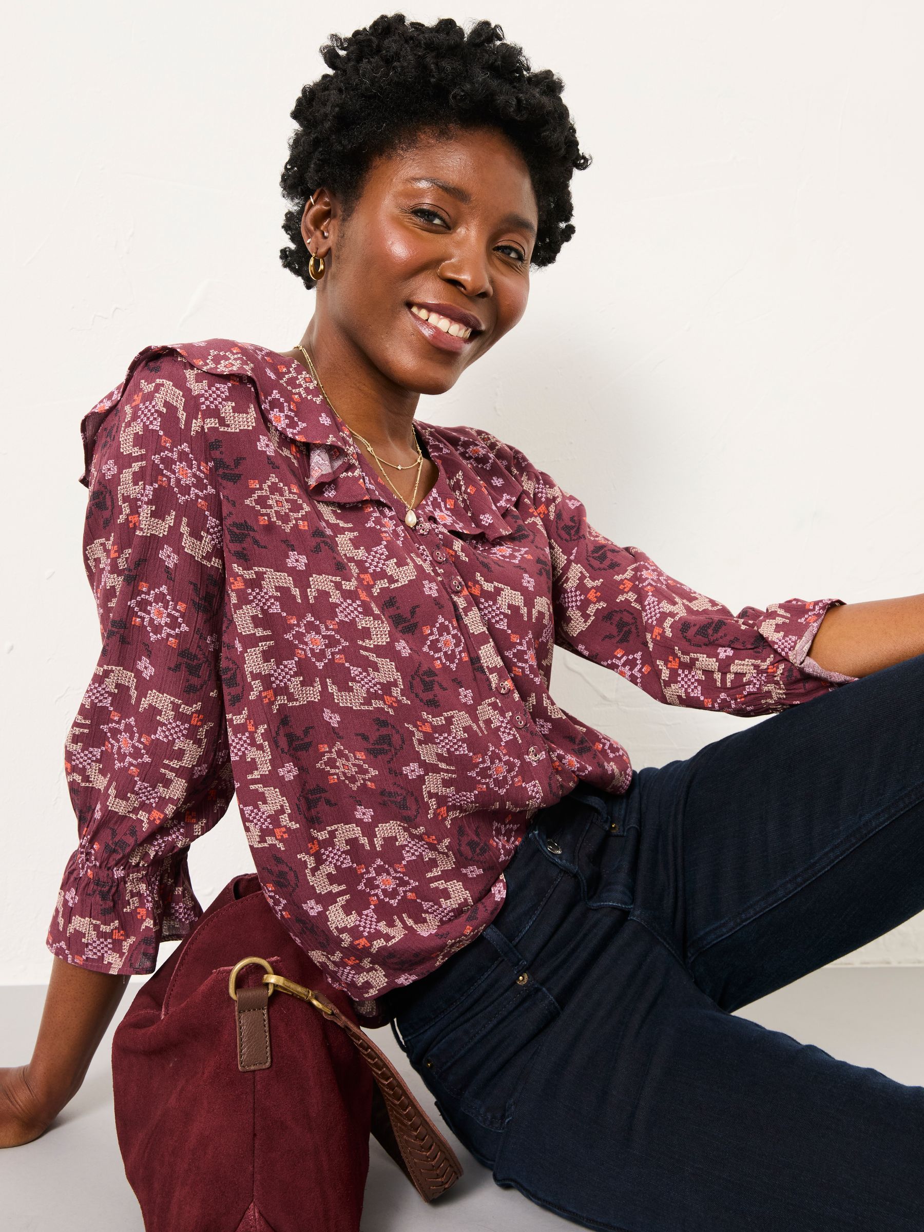 Etta Dusky Purple Stitch Blouse - Image 1 of 5