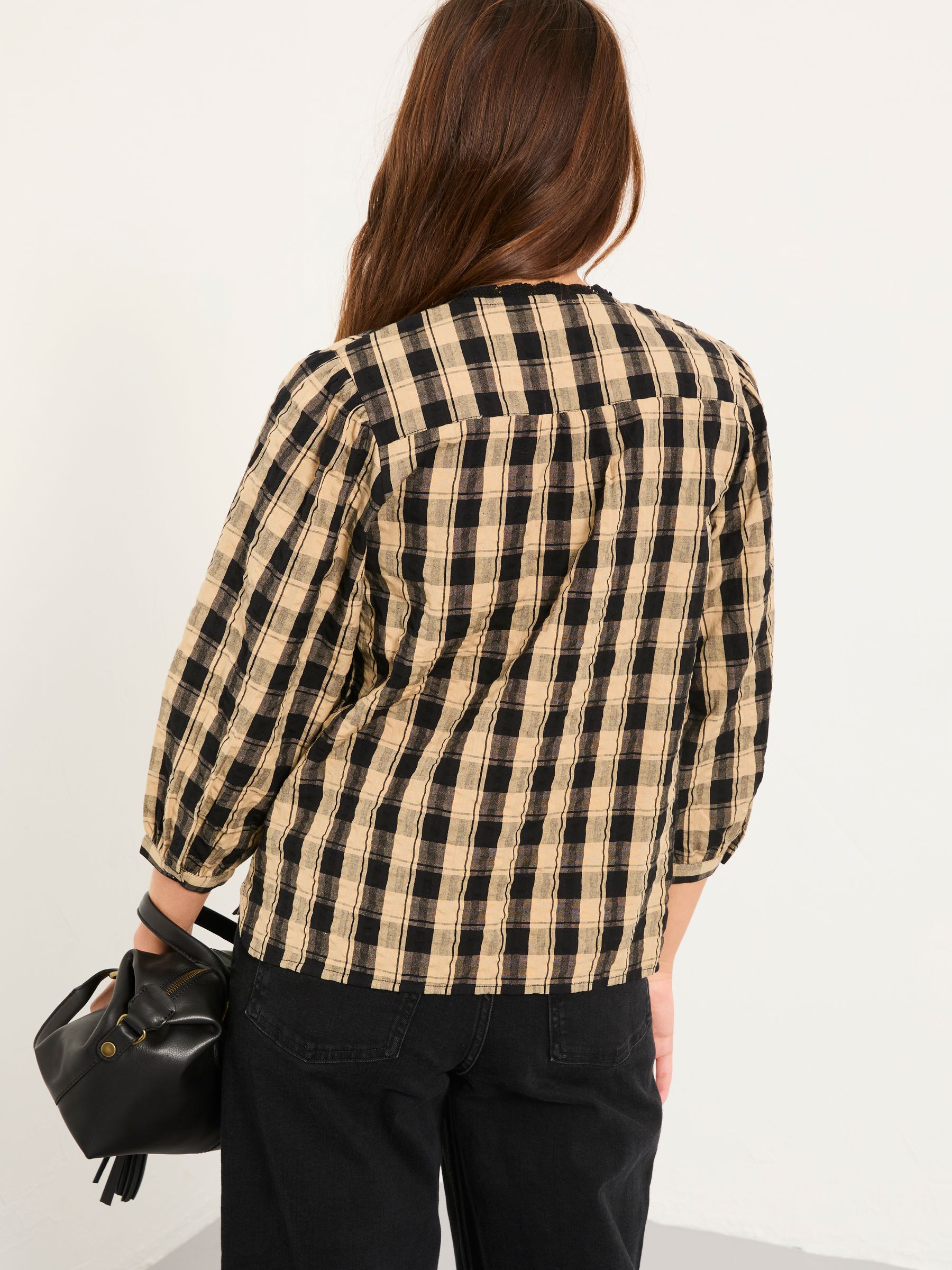 Maura Black Check Blouse - Image 2 of 6 Maura Black Check Blouse - Image 2 of 6