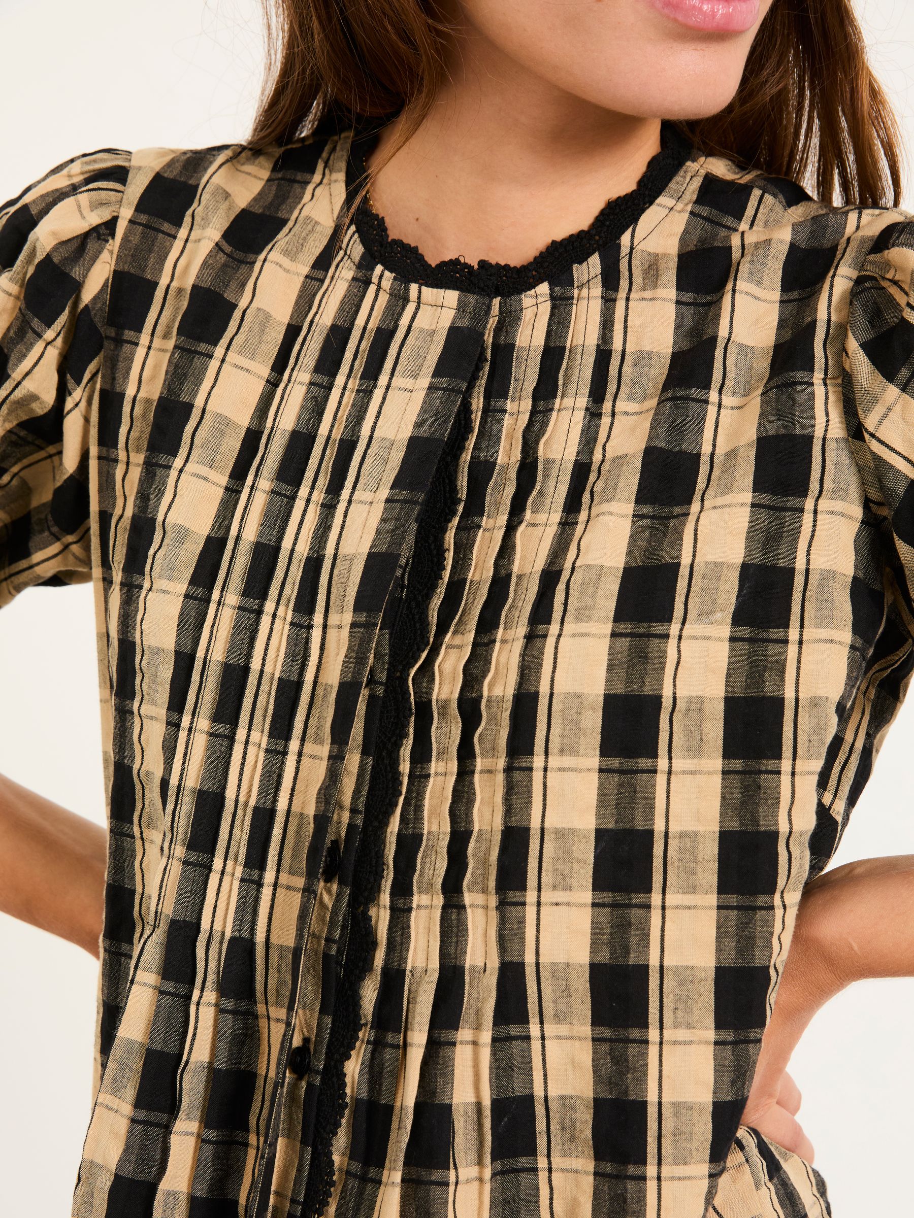 Maura Black Check Blouse - Image 3 of 6
