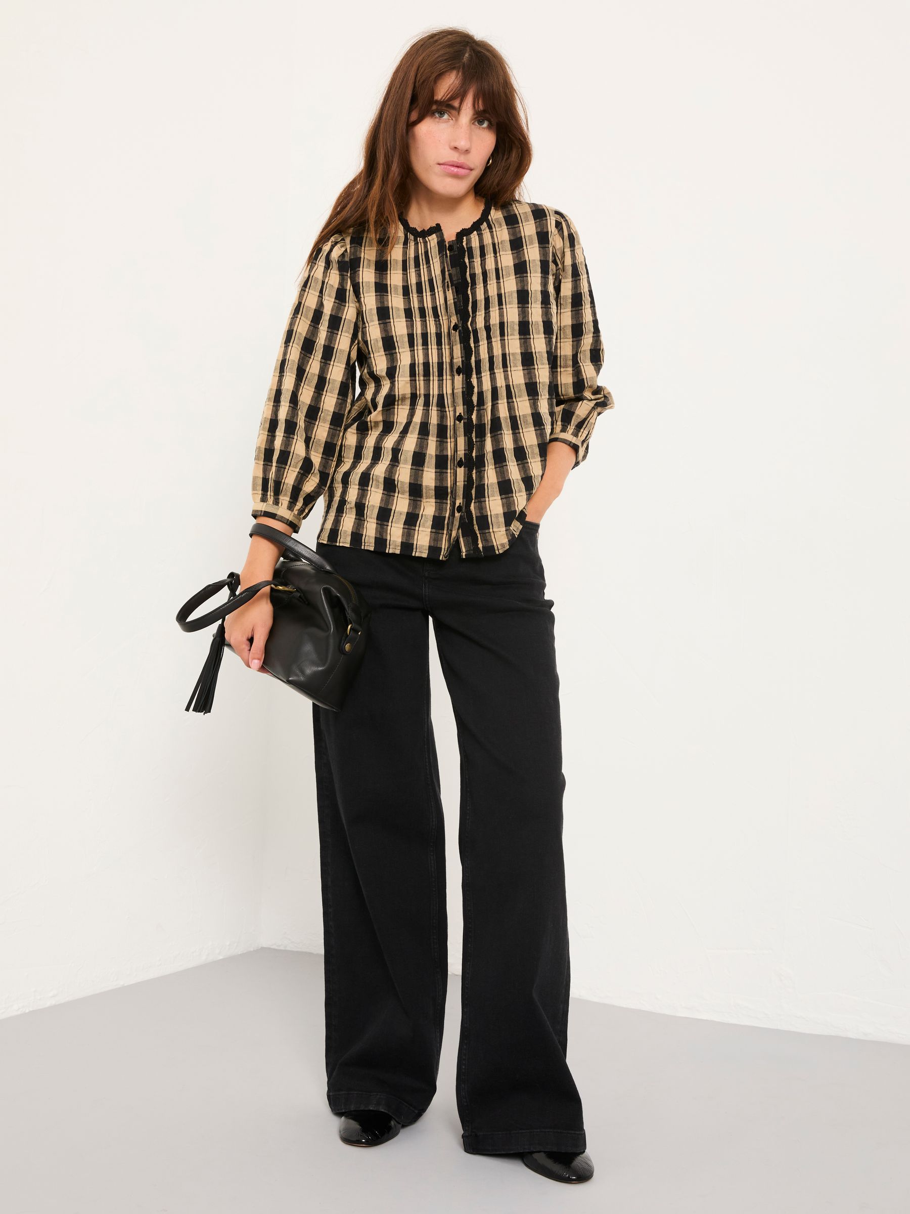 Maura Black Check Blouse | FatFace