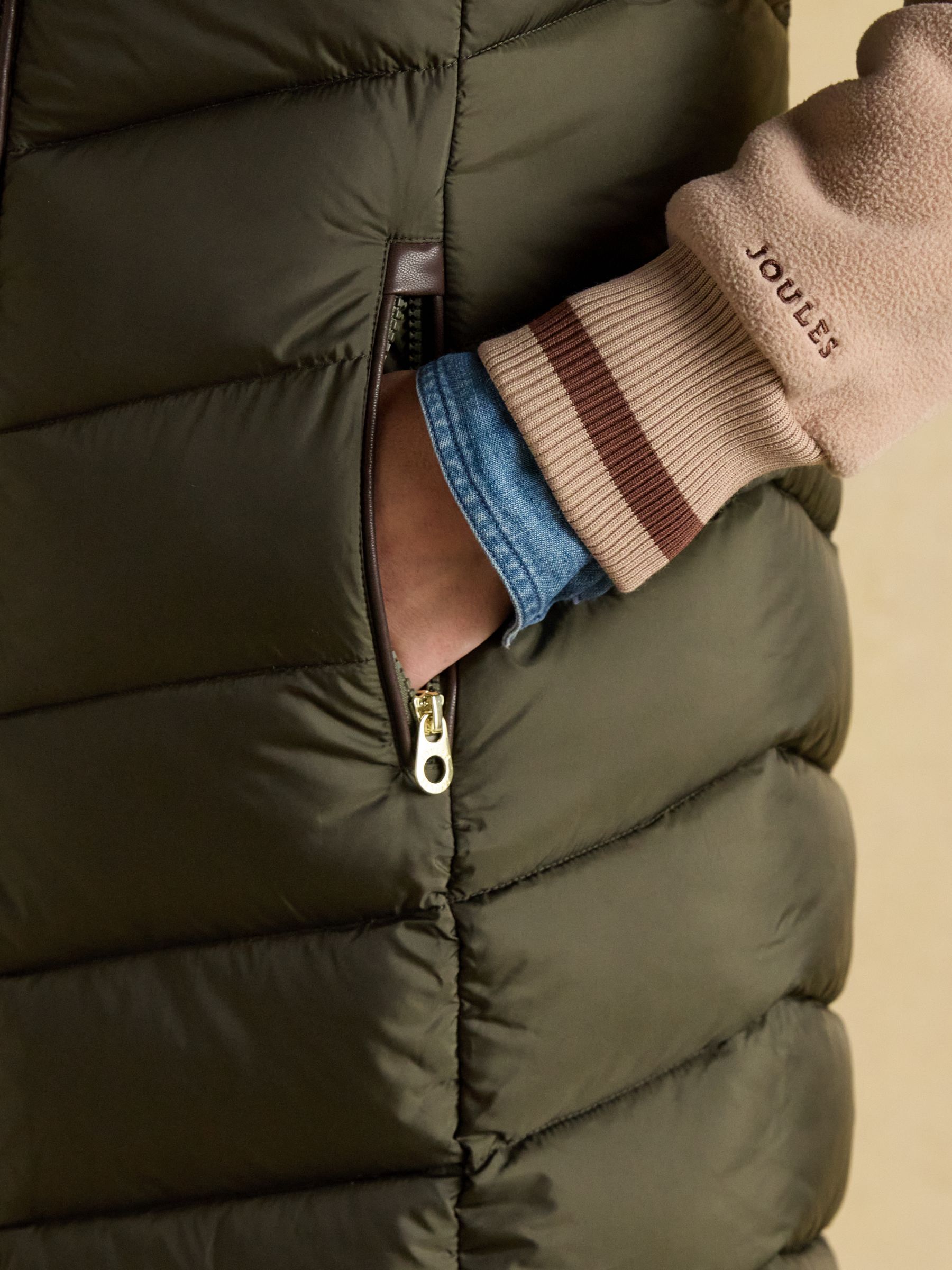 Moorsdale Green Longline Showerproof Padded Gilet with Hood - Image 4 of 10