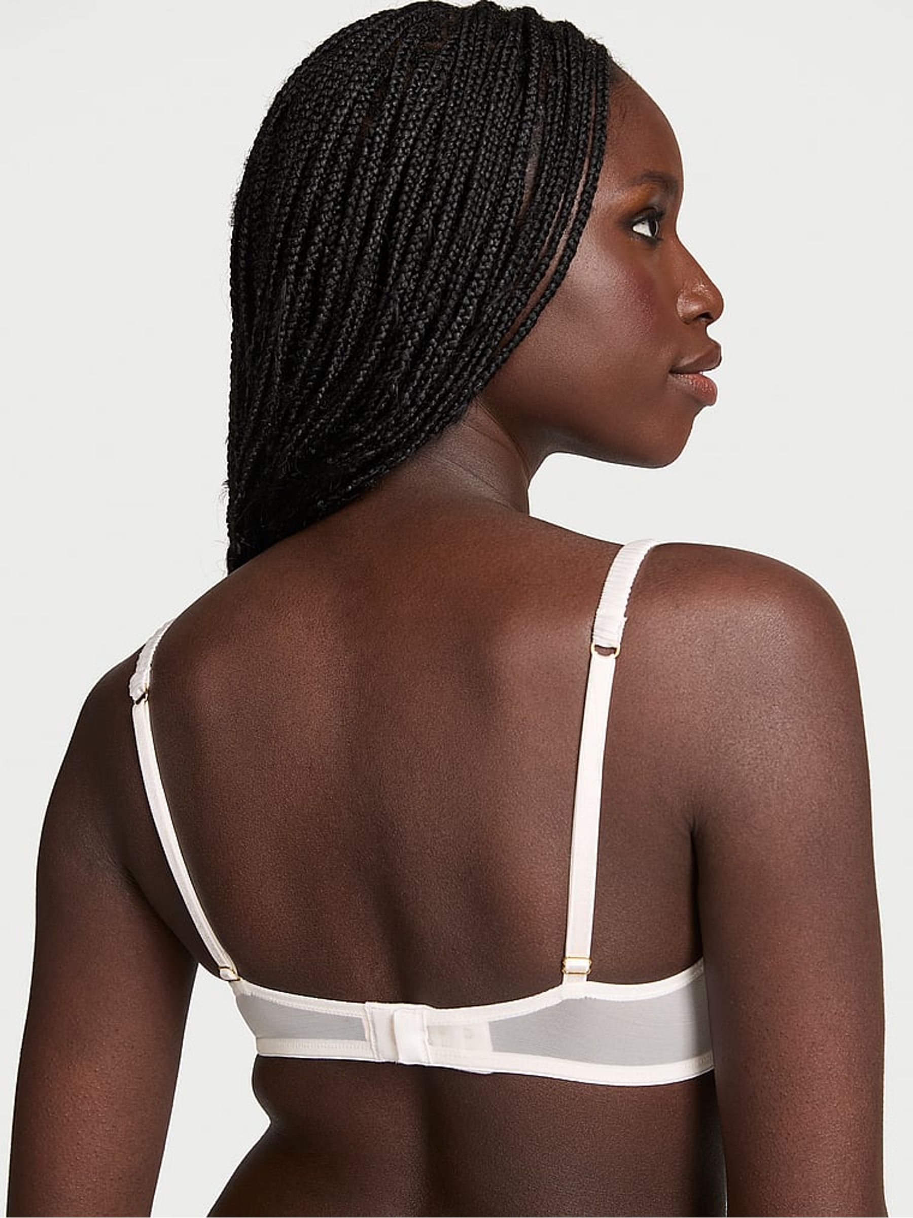 White Unlined Balcony Peony Embroidery Bra - Image 2 of 3