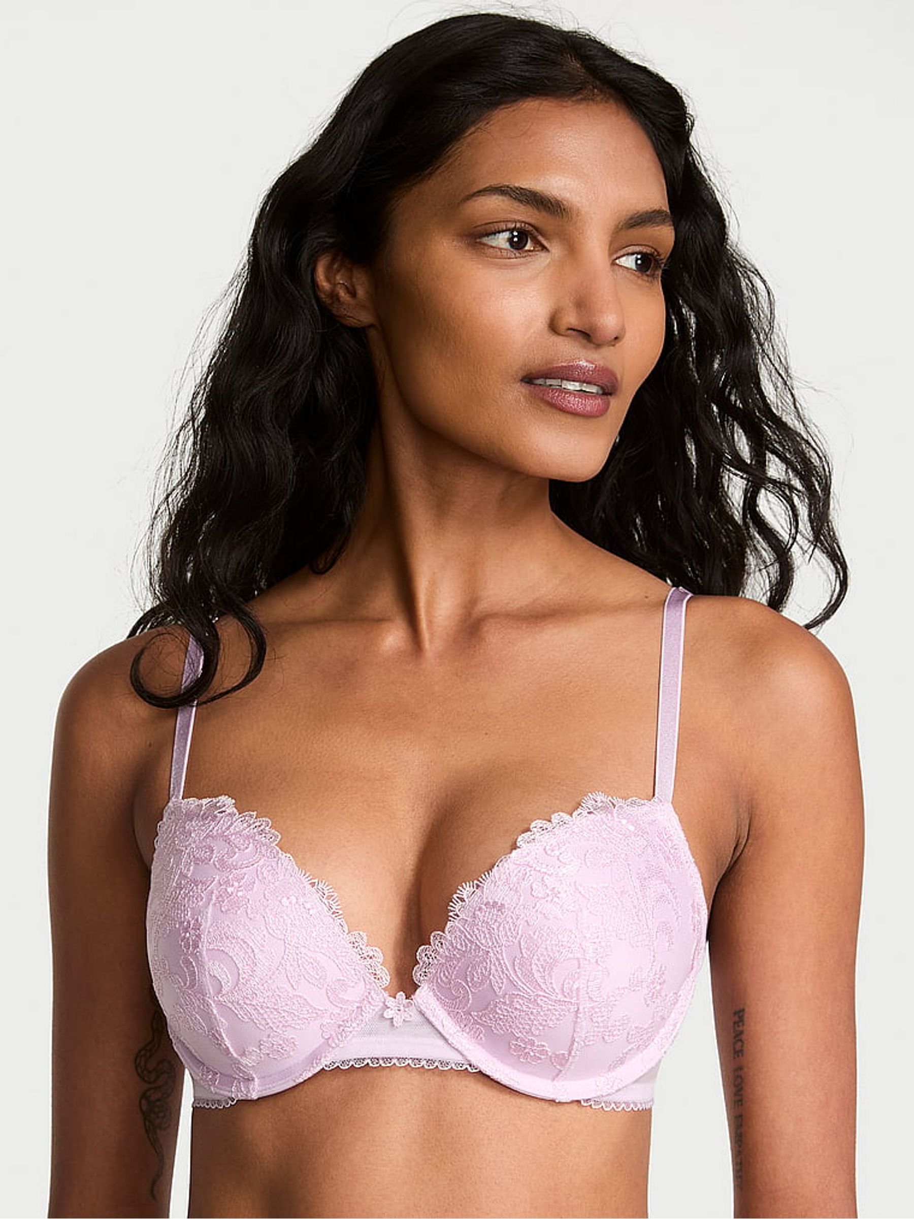 Delicate Violet Purple Push Up Blossom Embroidery Bra - Image 1 of 2