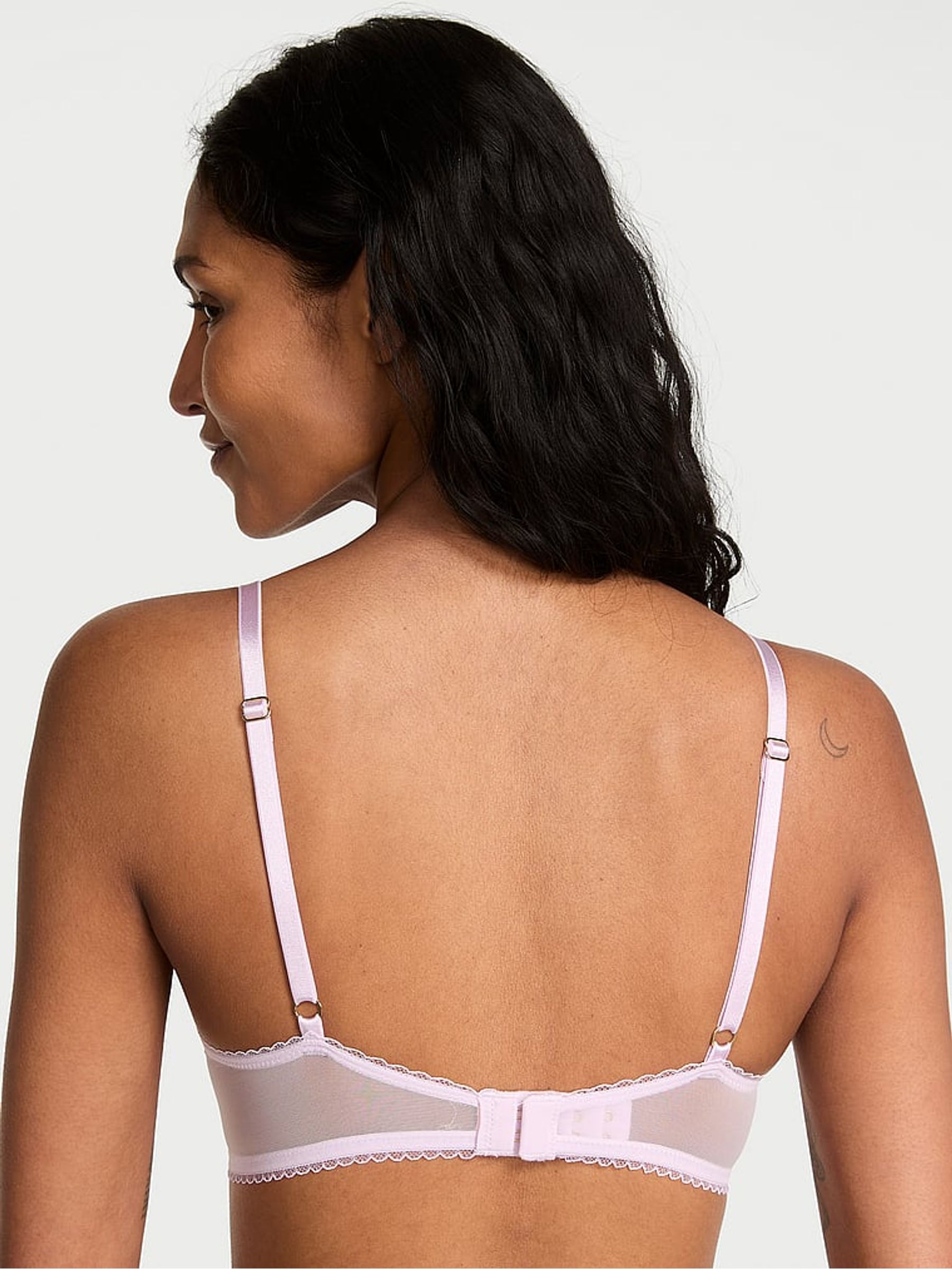 Delicate Violet Purple Push Up Blossom Embroidery Bra - Image 2 of 2