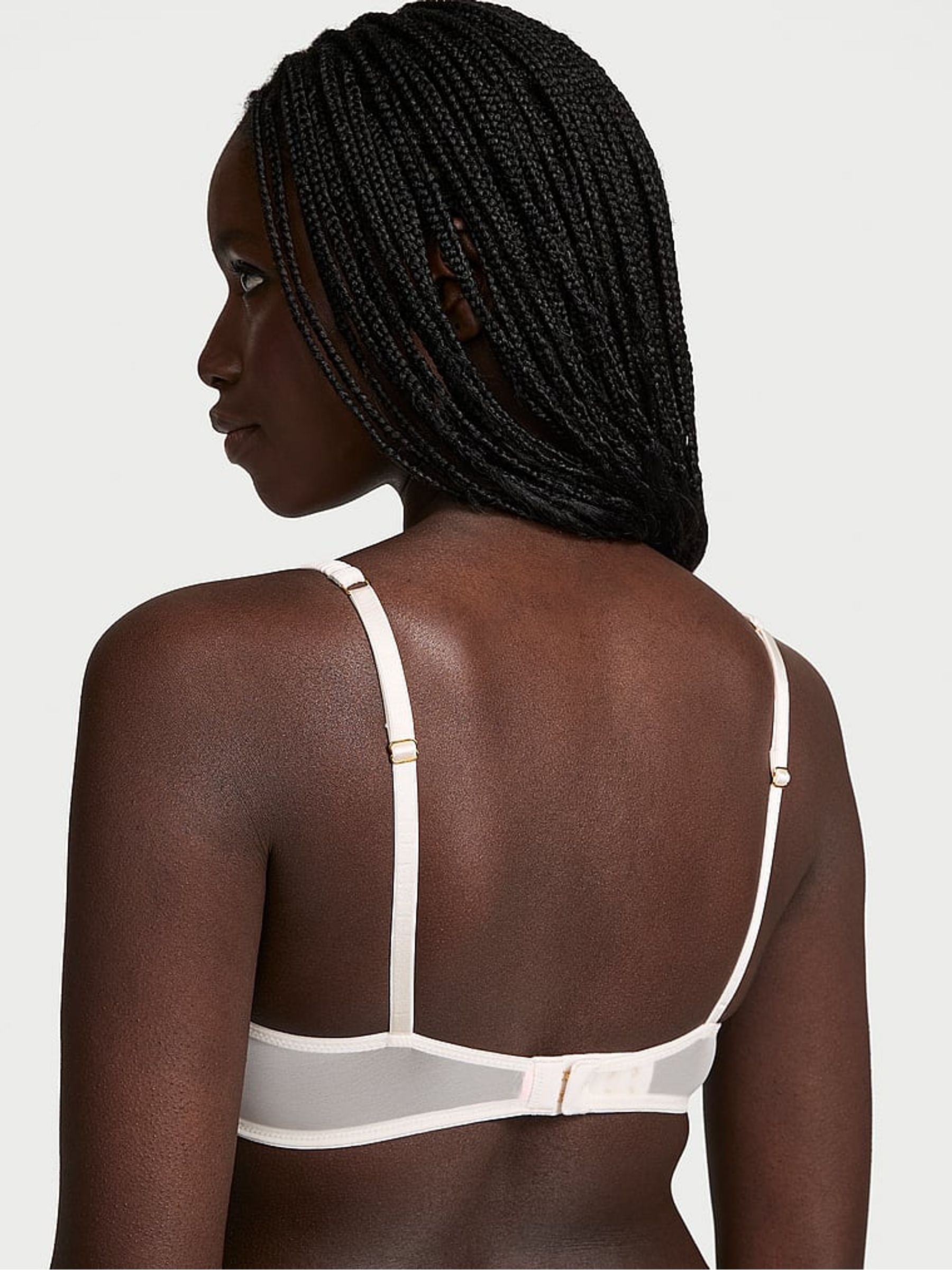 White Lightly Lined Demi Peony Embroidery Bra - Image 2 of 4