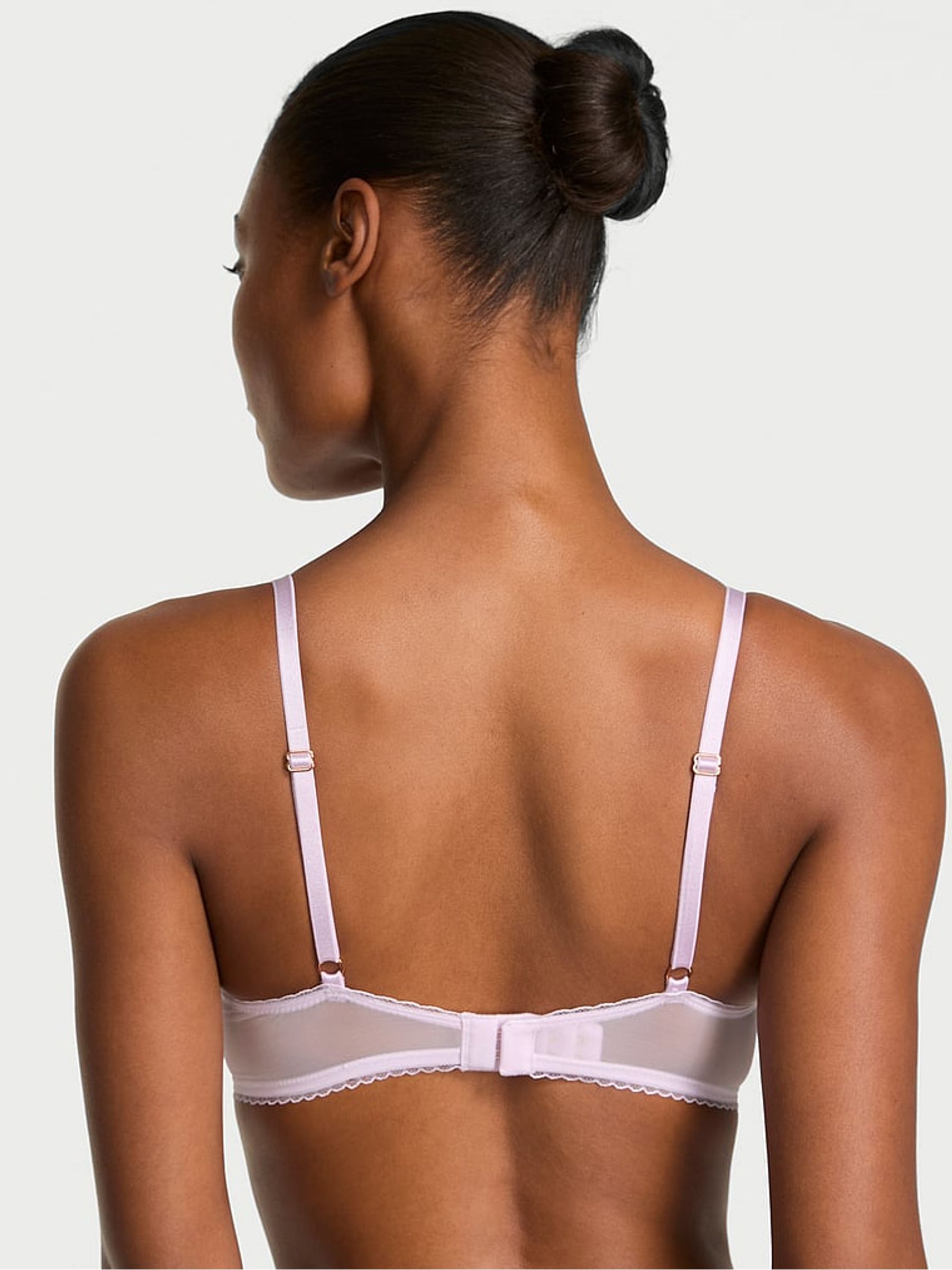 Delicate Violet Purple Unlined Balcony Blossom Embroidery Bra - Image 2 of 2