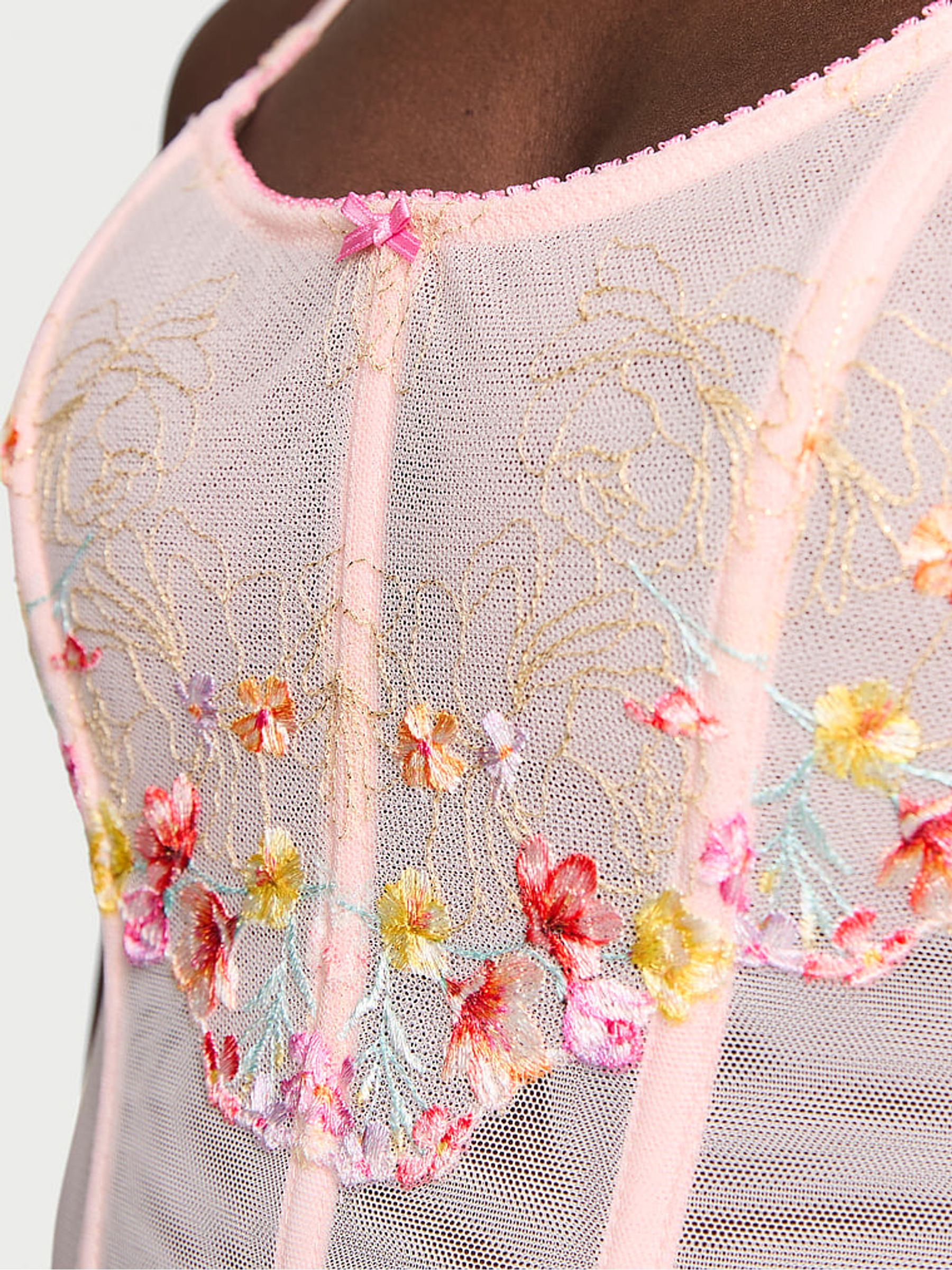 Bloom Pink Corset Wildflower Embroidery Bra Top - Image 3 of 4