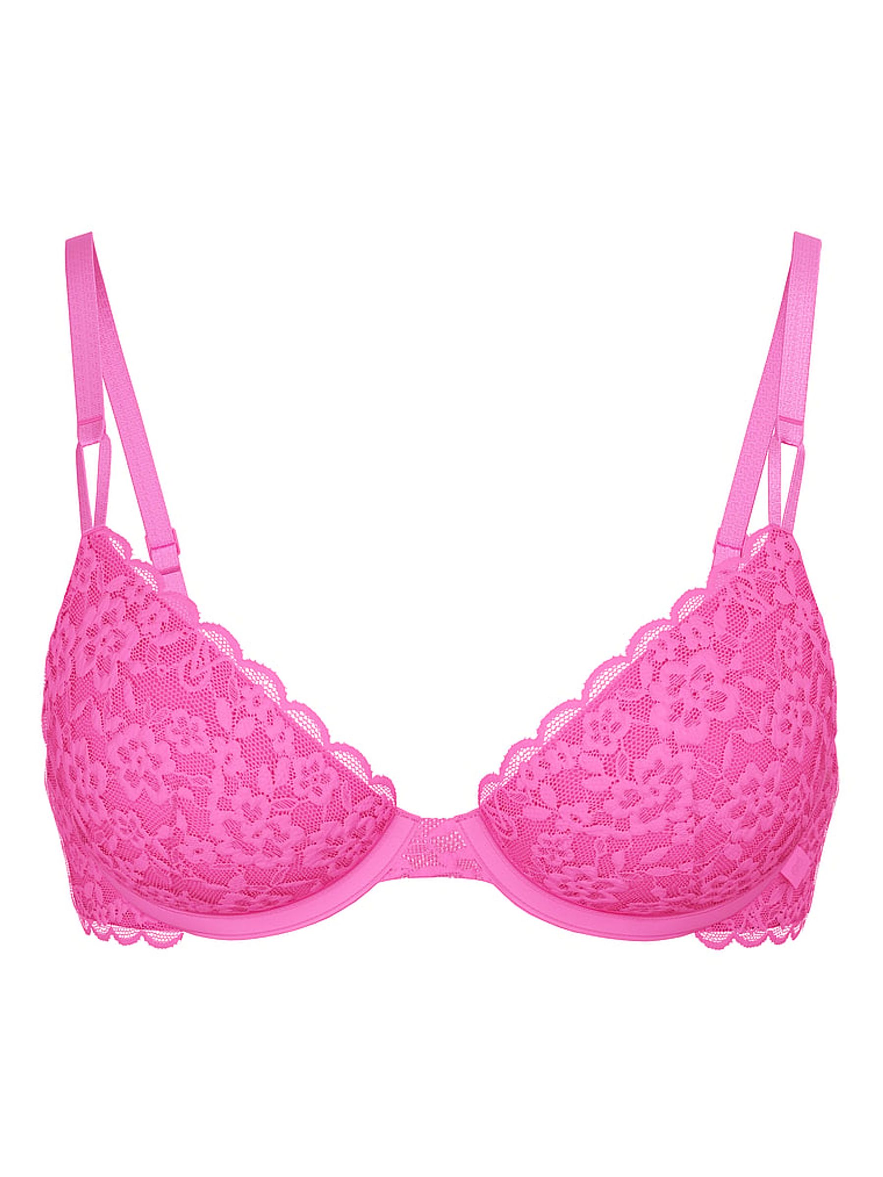 Ultra Pink Unlined Demi Sexy Tee Lace Bra - Image 4 of 4