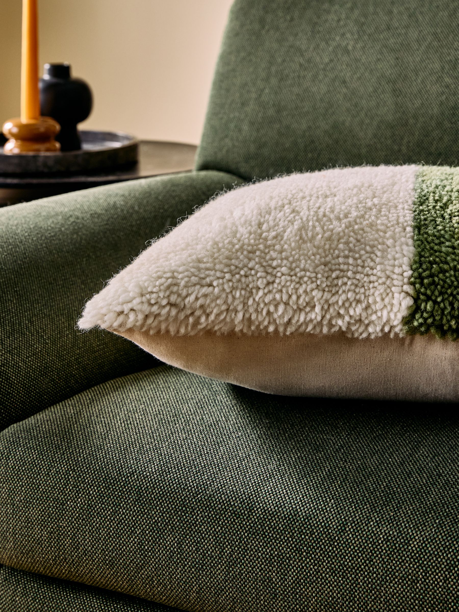 Lori Tufted Berber Cushion in Green - Image 2 of 4 Lori Tufted Berber Cushion in Green - Image 2 of 4