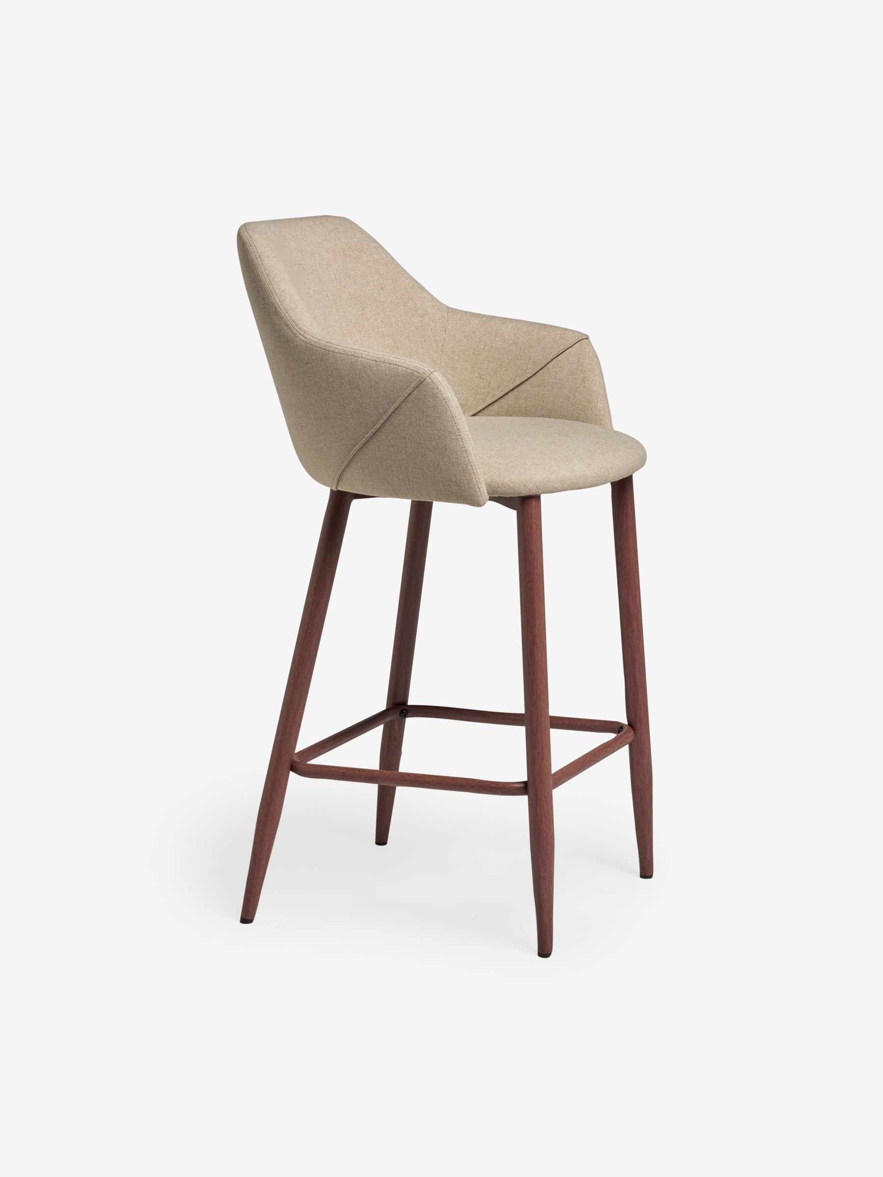 Lule Bar Stool in Velvet in Ecru Marl and Walnut Legs - Image 5 of 5