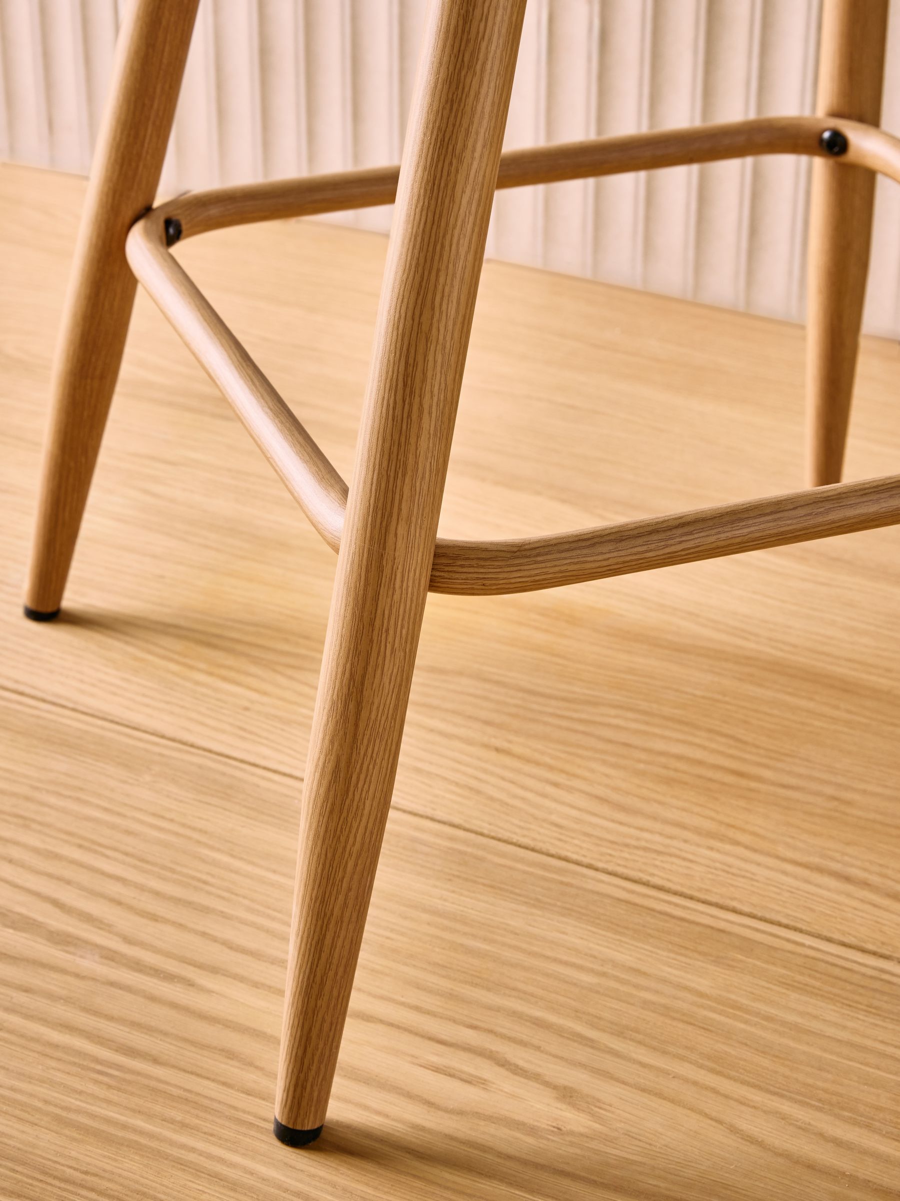 Lule Bar Stool in Velvet in Ecru Marl and Oak Legs - Image 3 of 5