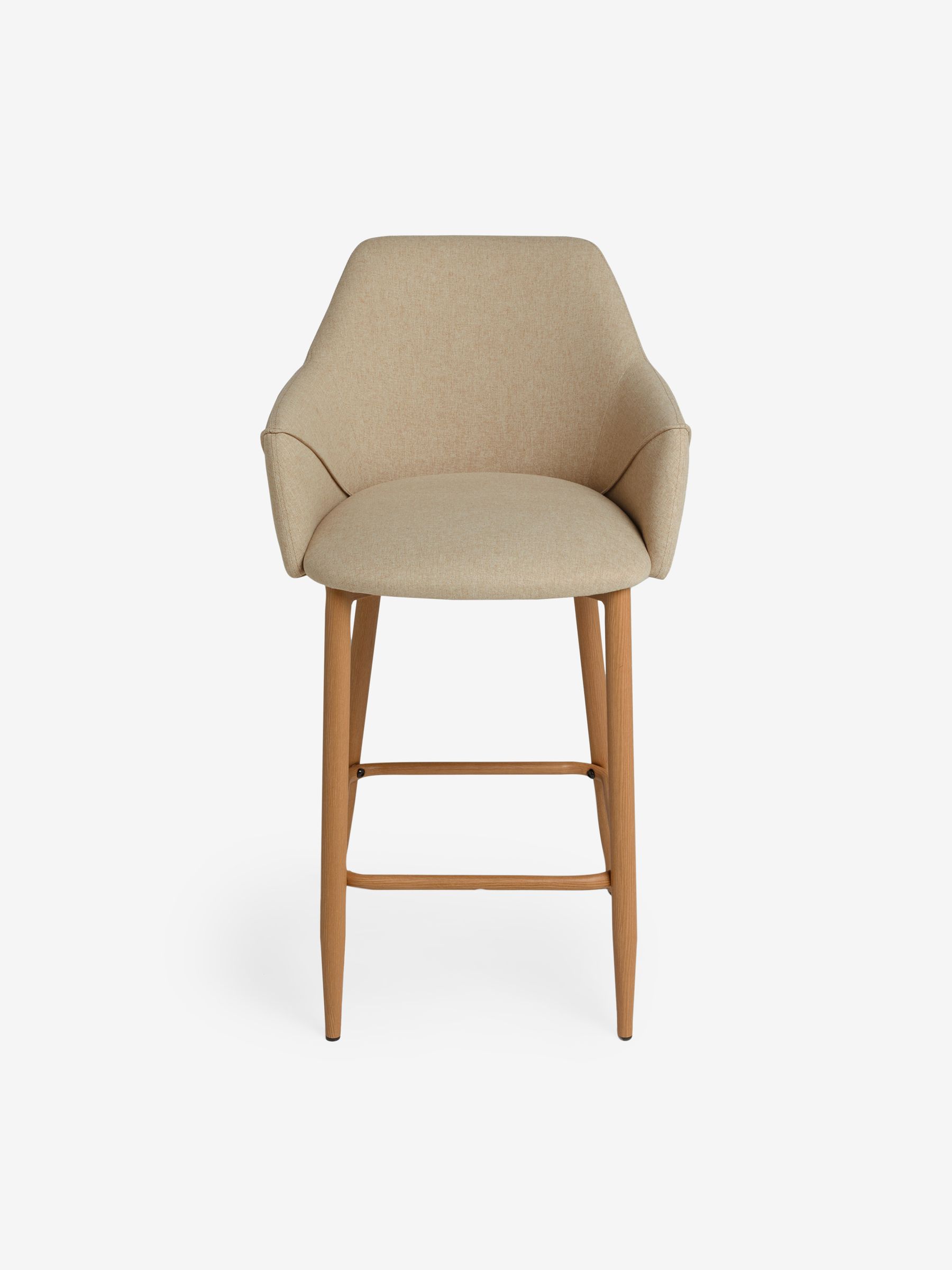 Lule Bar Stool in Velvet in Ecru Marl and Oak Legs - Image 5 of 5