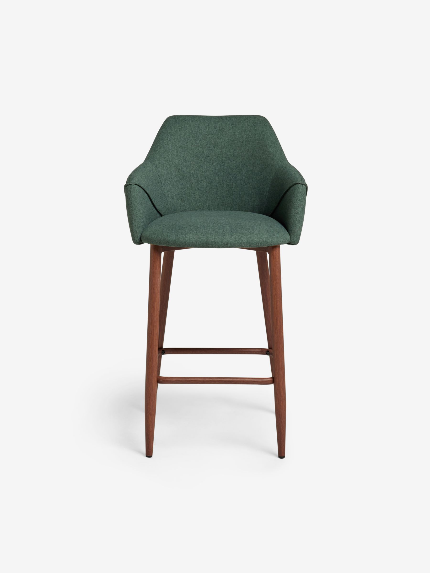 Lule Bar Stool in Velvet in Bay Green and Walnut Legs - Image 4 of 5