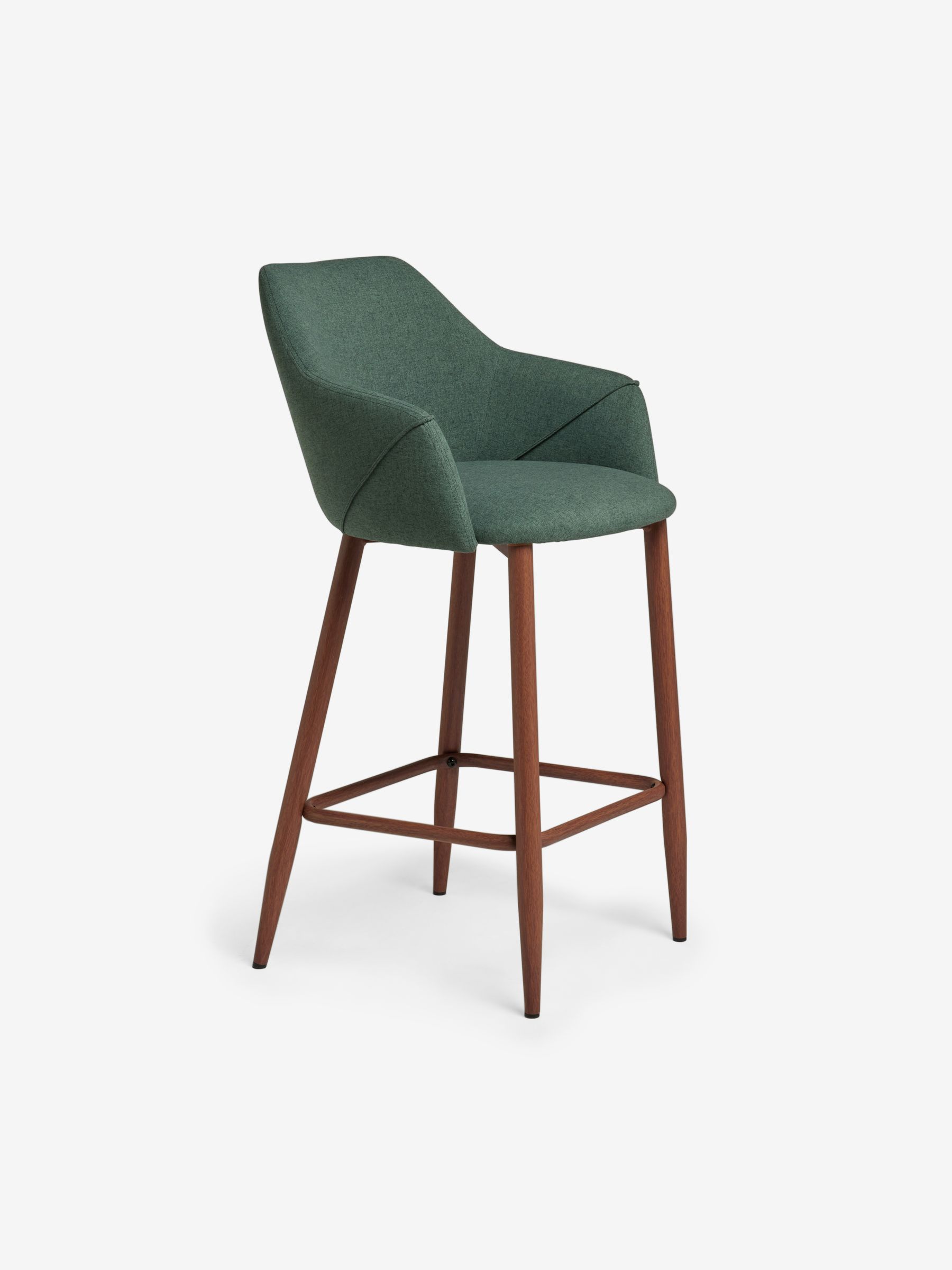 Lule Bar Stool in Velvet in Bay Green and Walnut Legs - Image 5 of 5