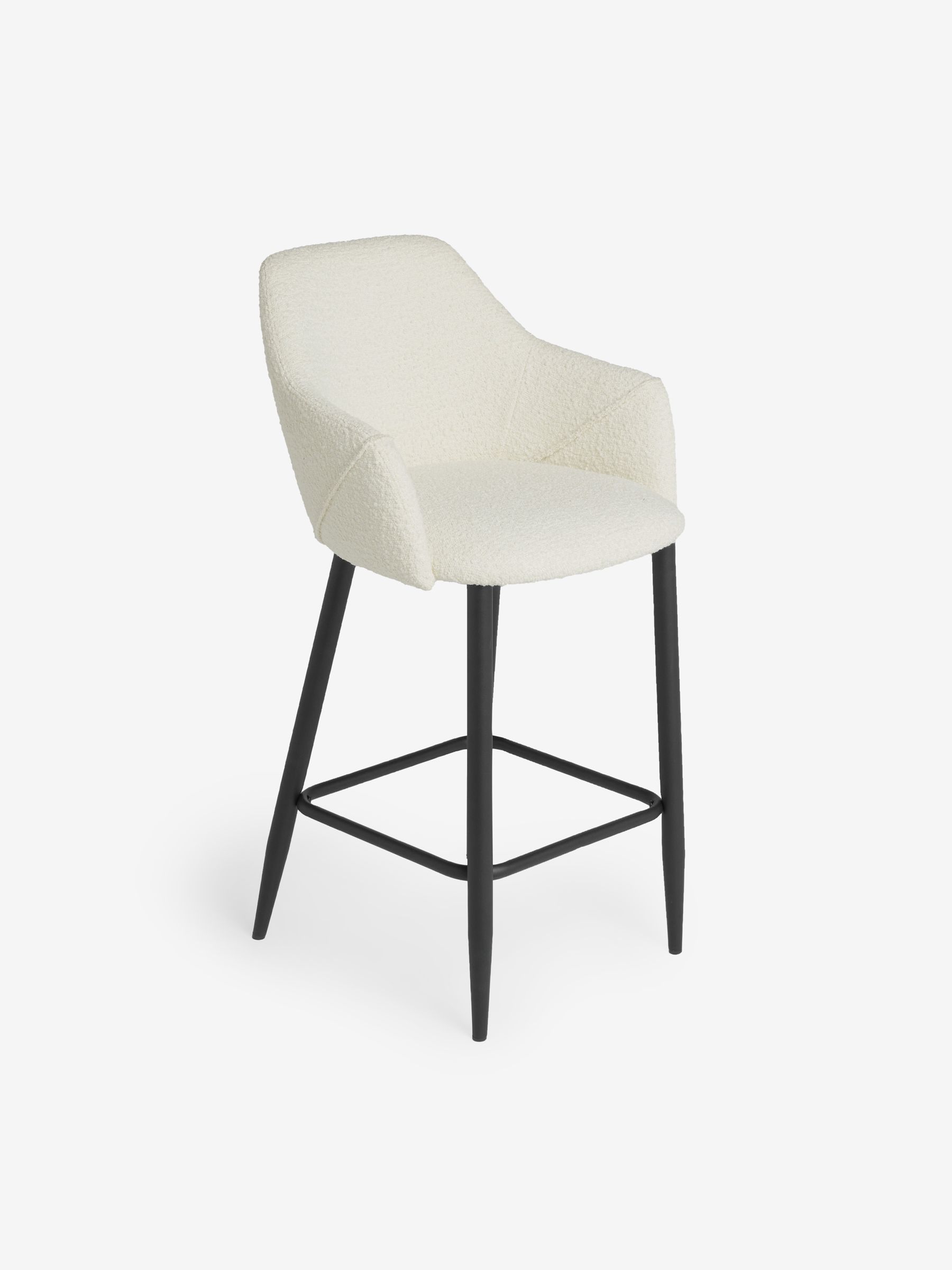 Lule Bar Stool in Velvet in White Boucle and Black Legs - Image 4 of 5