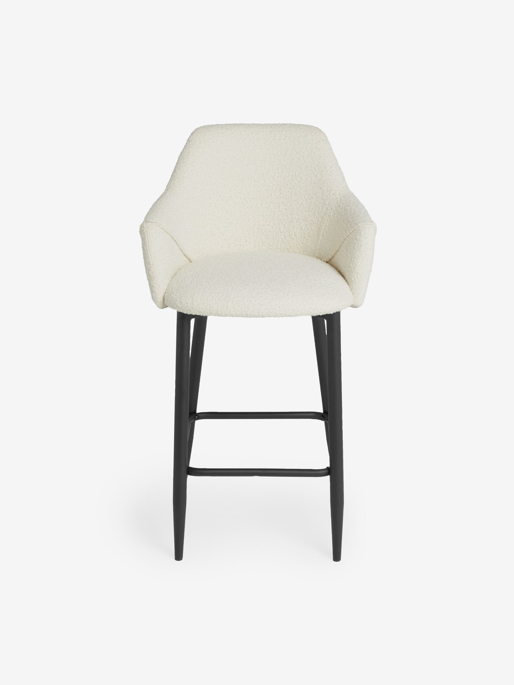Lule Bar Stool in Velvet in White Boucle and Black Legs - Image 5 of 5