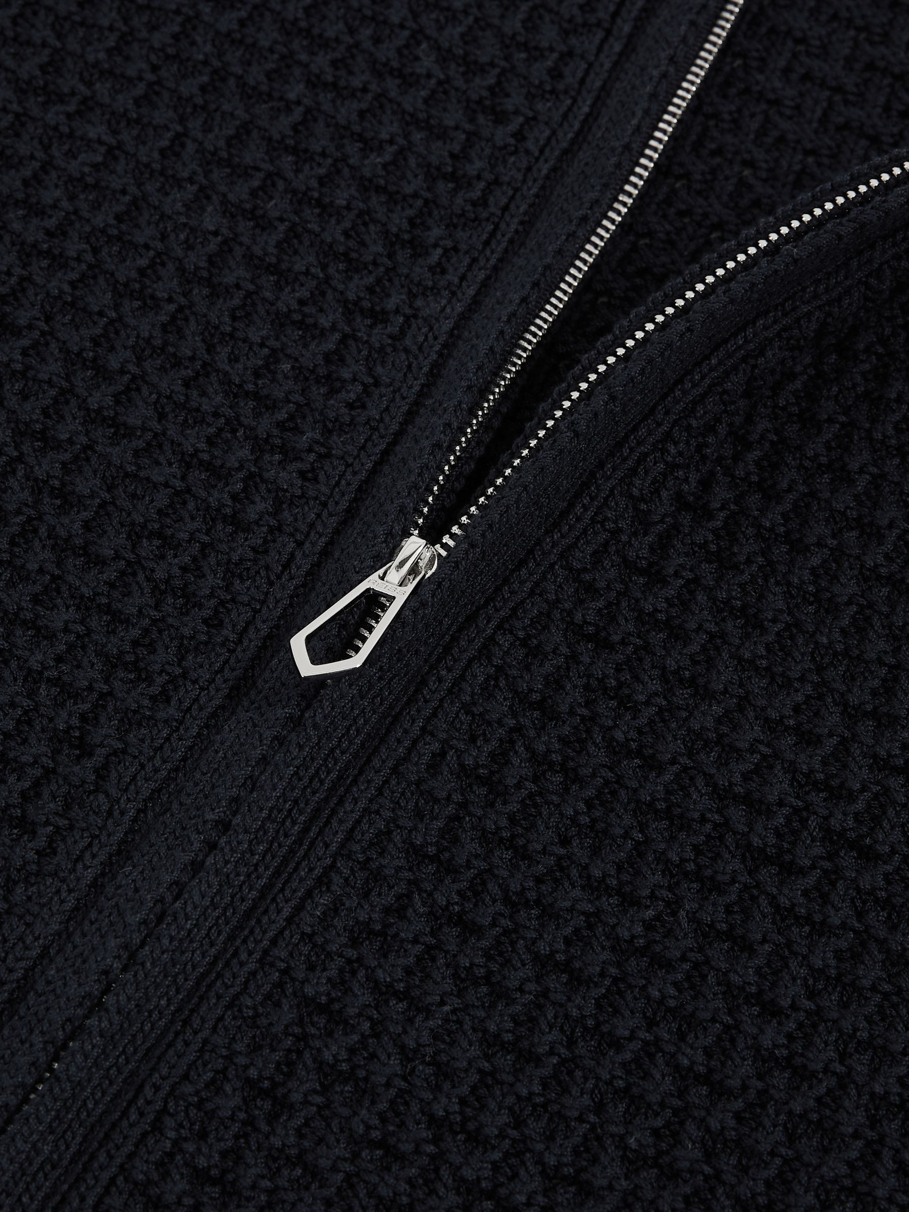 Textured-Knit Zip-Through Shirt in Navy - Image 6 of 6