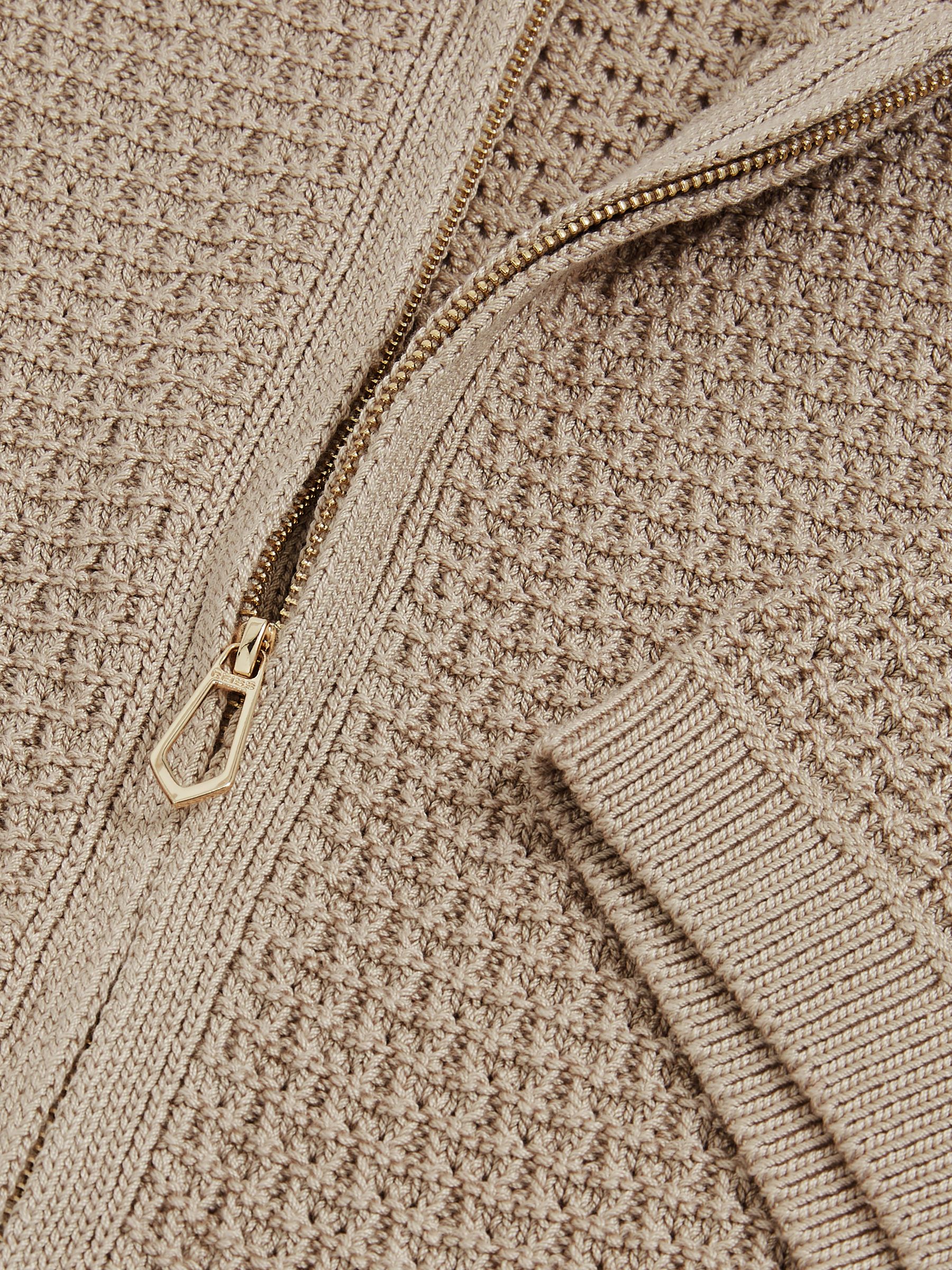 Textured-Knit Zip-Through Shirt in Stone - Image 6 of 6