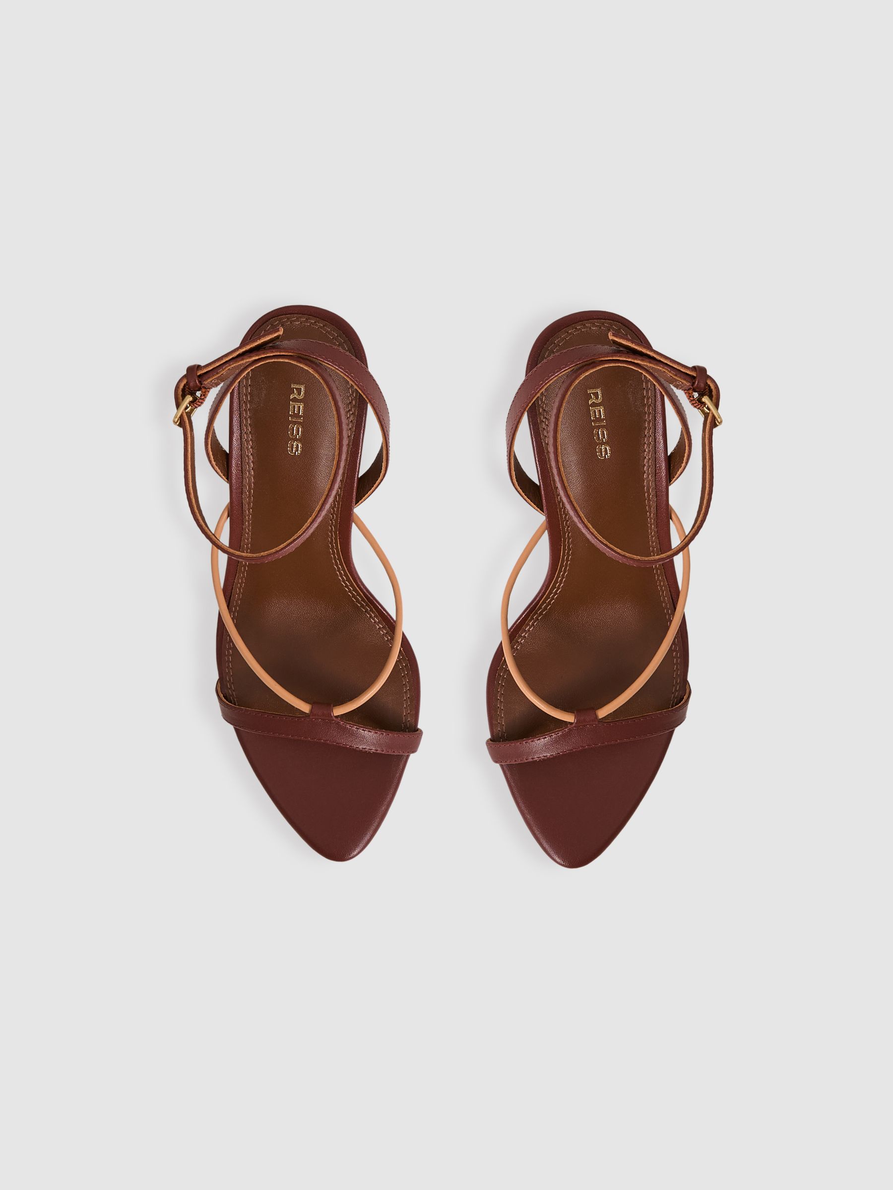 Leather Strappy Heeled Sandals in Tan - Image 3 of 5
