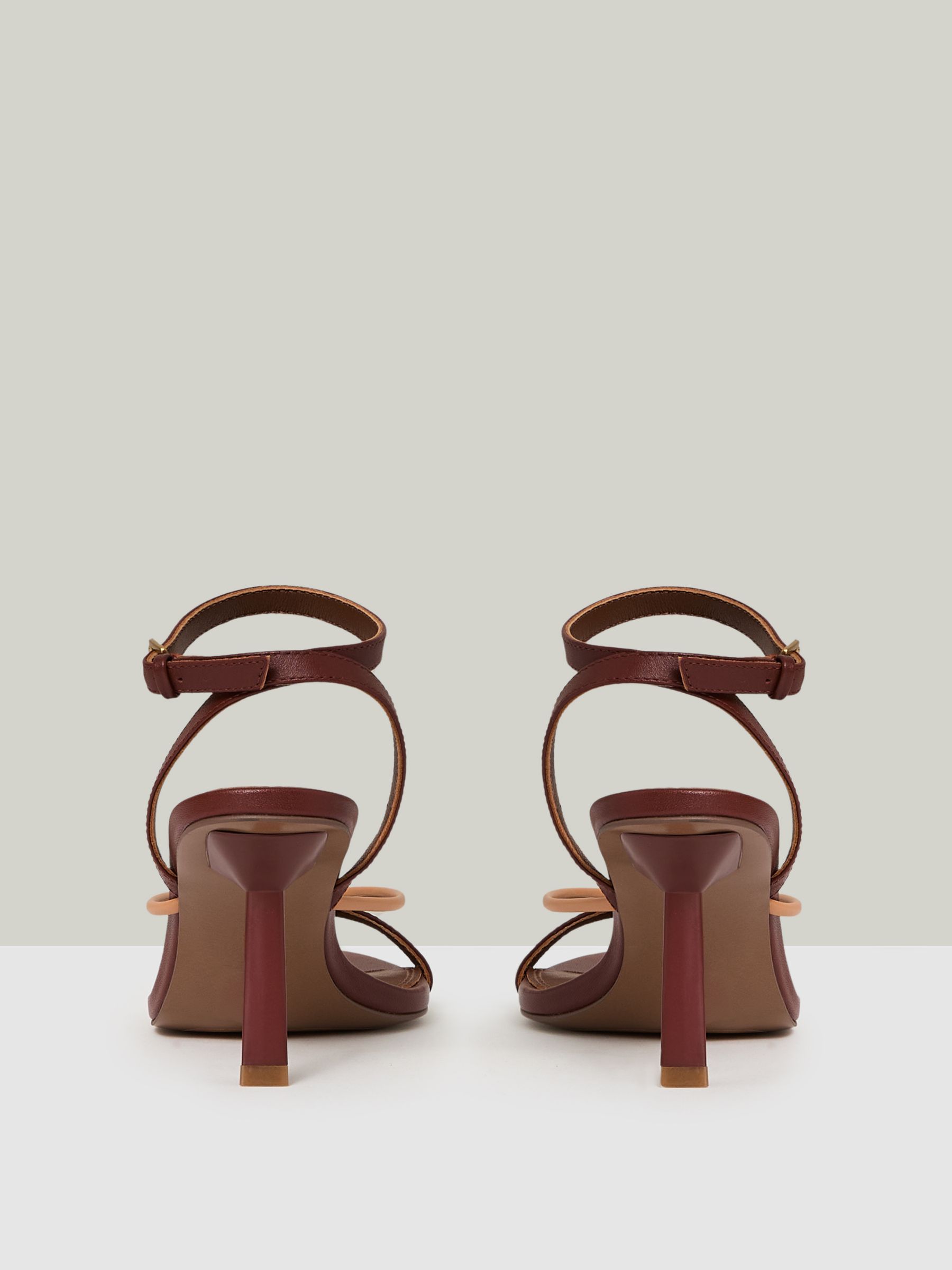 Leather Strappy Heeled Sandals in Tan - Image 4 of 5