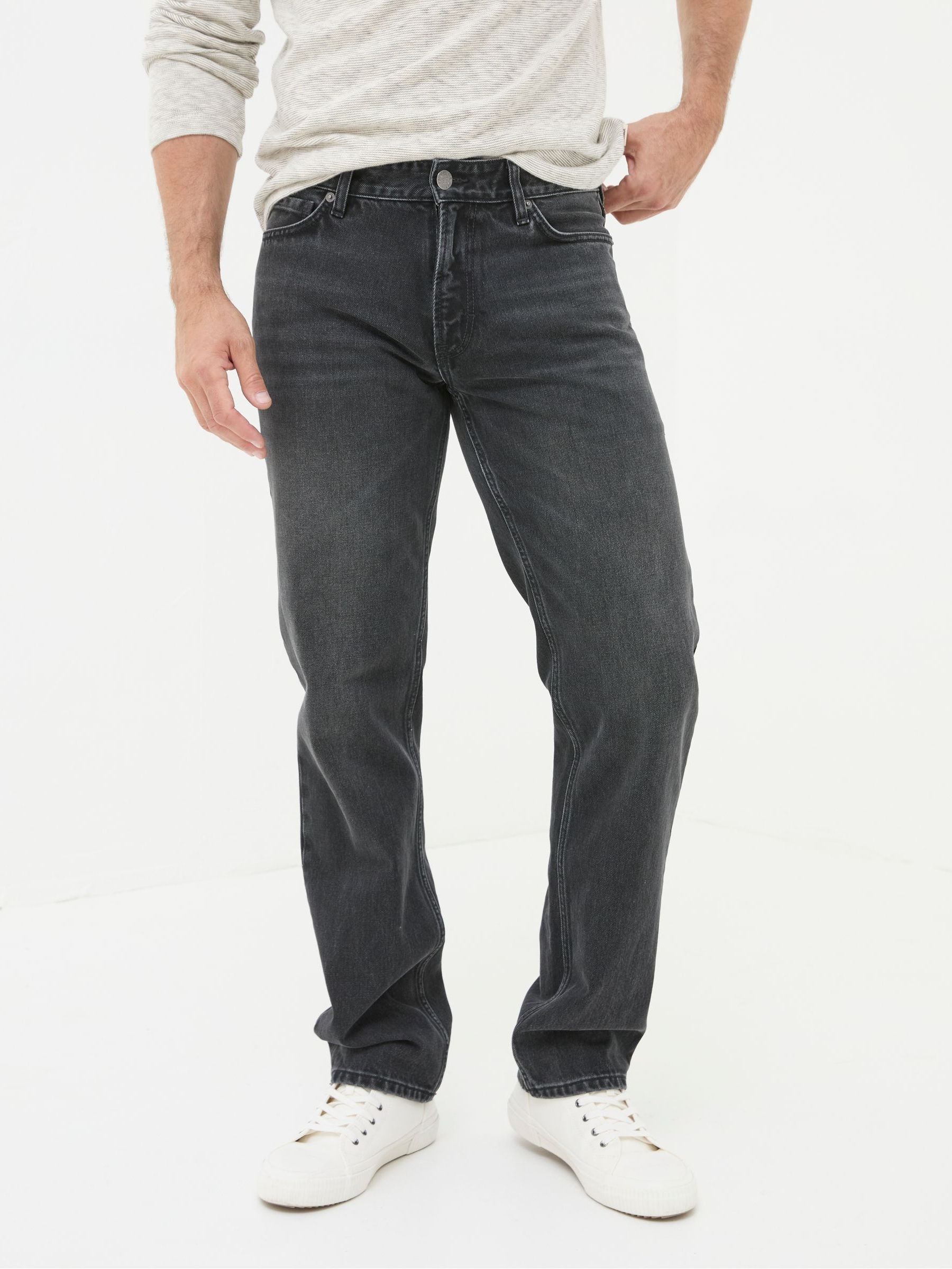 Washed Black Straight Fit Jeans - Image 3 of 5