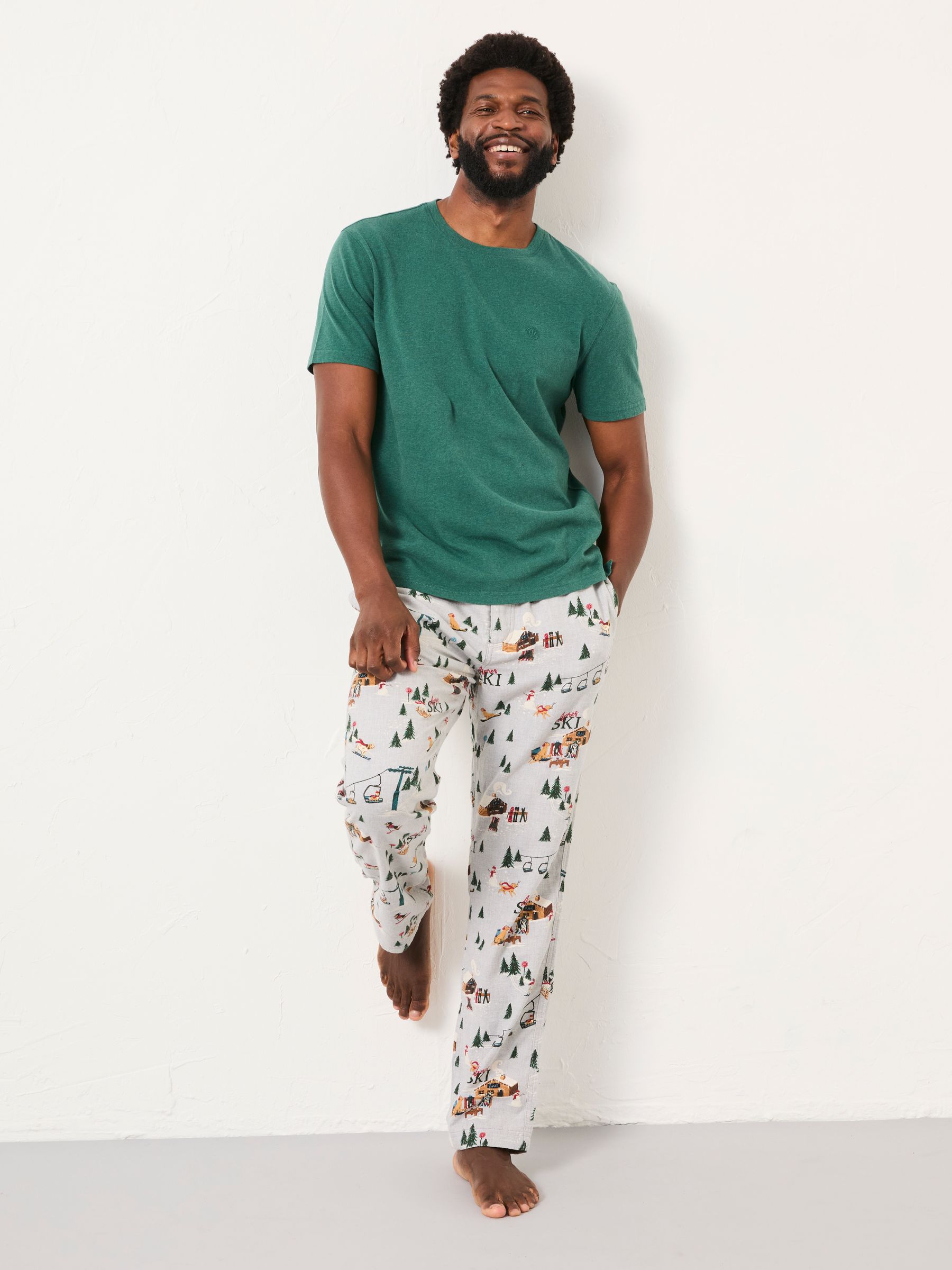 Grey Off Piste Print Pyjama Bottoms - Image 3 of 5