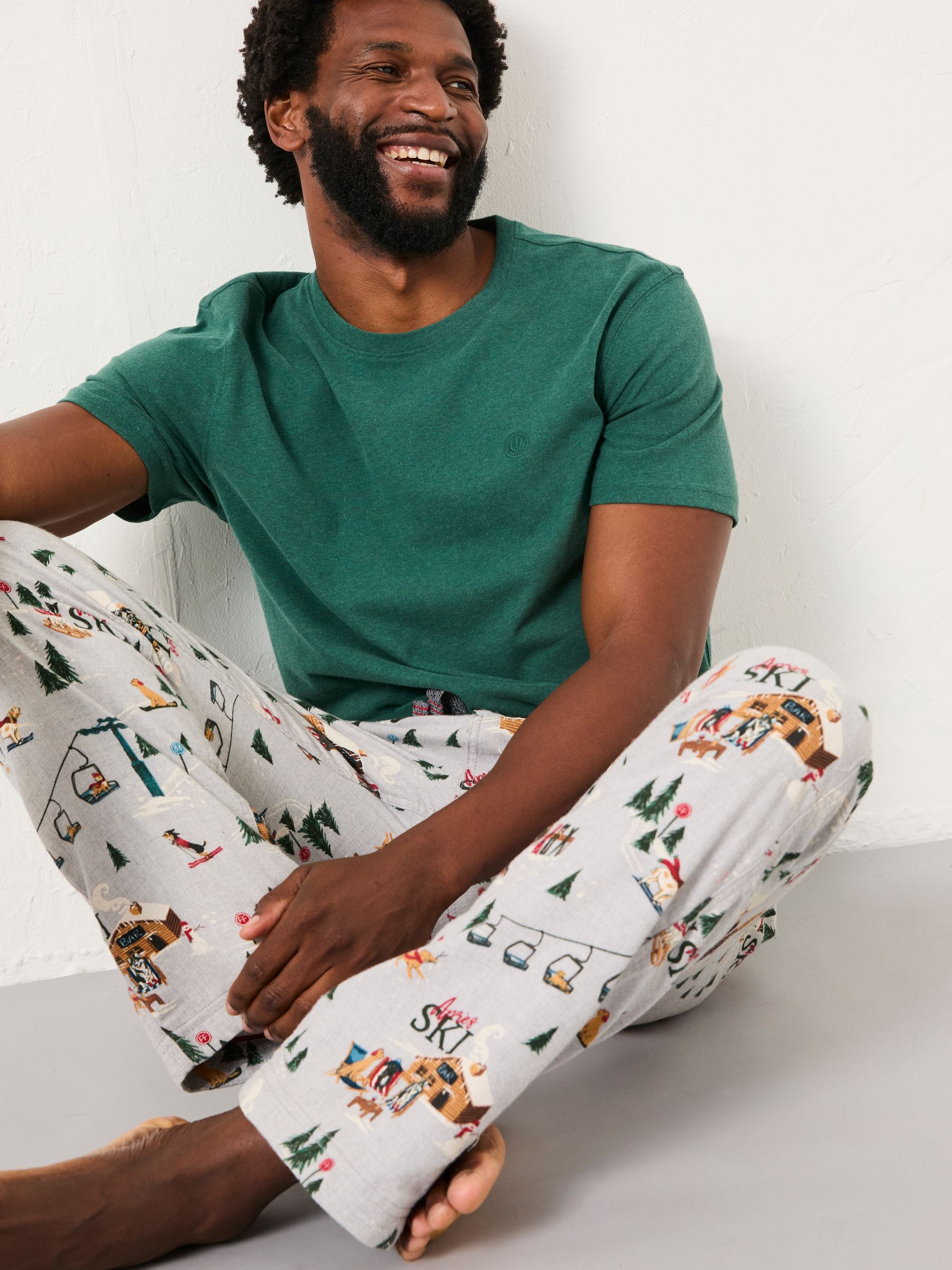 Grey Off Piste Print Pyjama Bottoms - Image 4 of 5