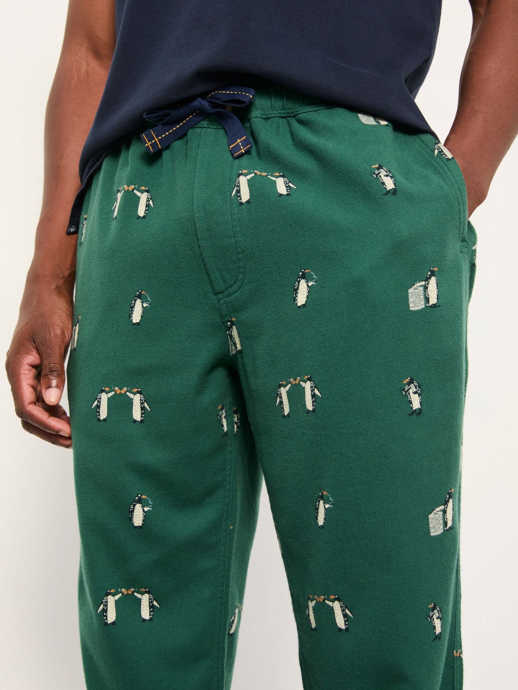 Emerald Green Penguin Print Pyjama Bottoms - Image 3 of 5