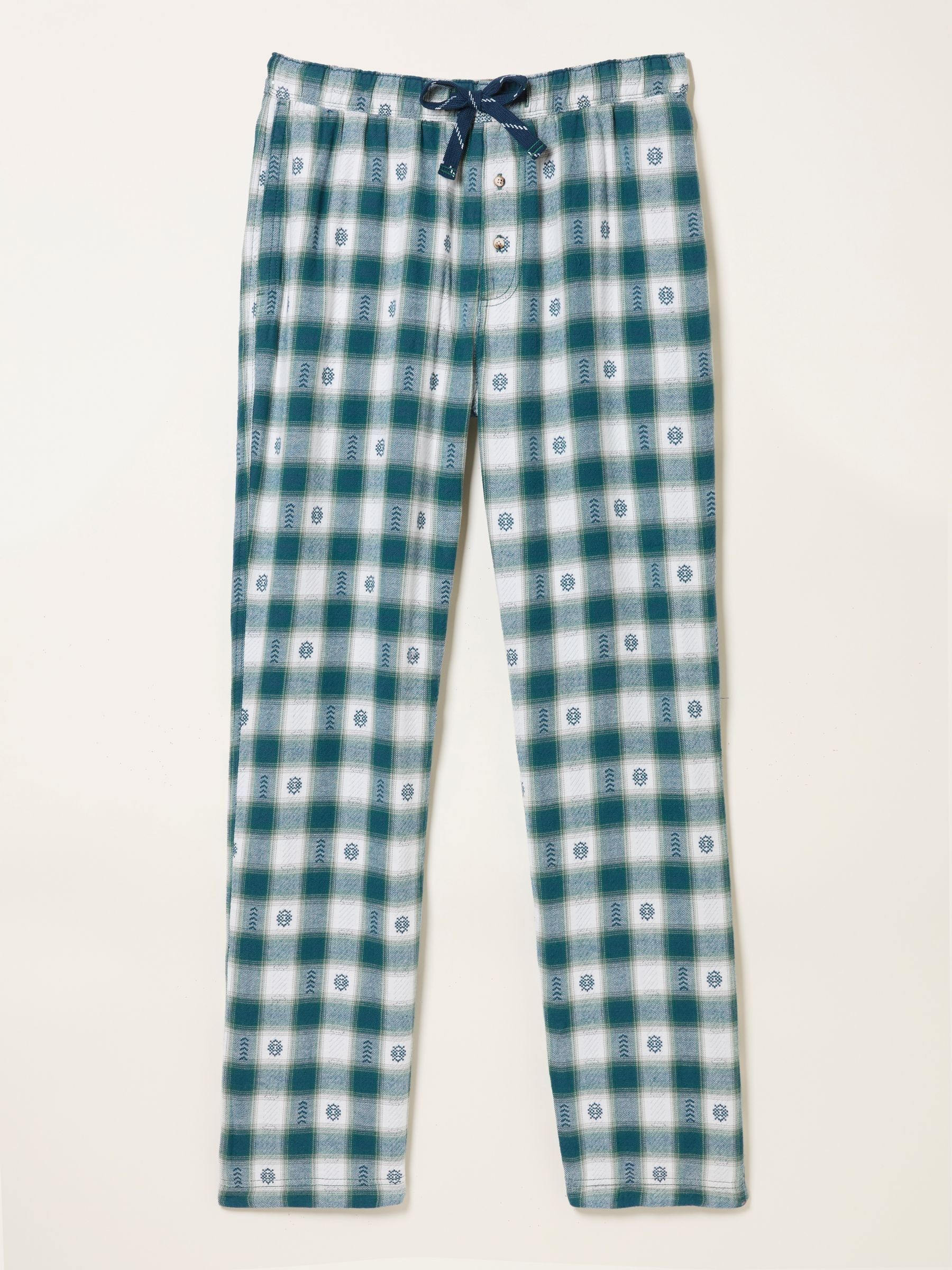 Arkle Dark Teal Blue Jacquard Check Pyjama Bottoms - Image 7 of 7 Arkle Dark Teal Blue Jacquard Check Pyjama Bottoms - Image 7 of 7