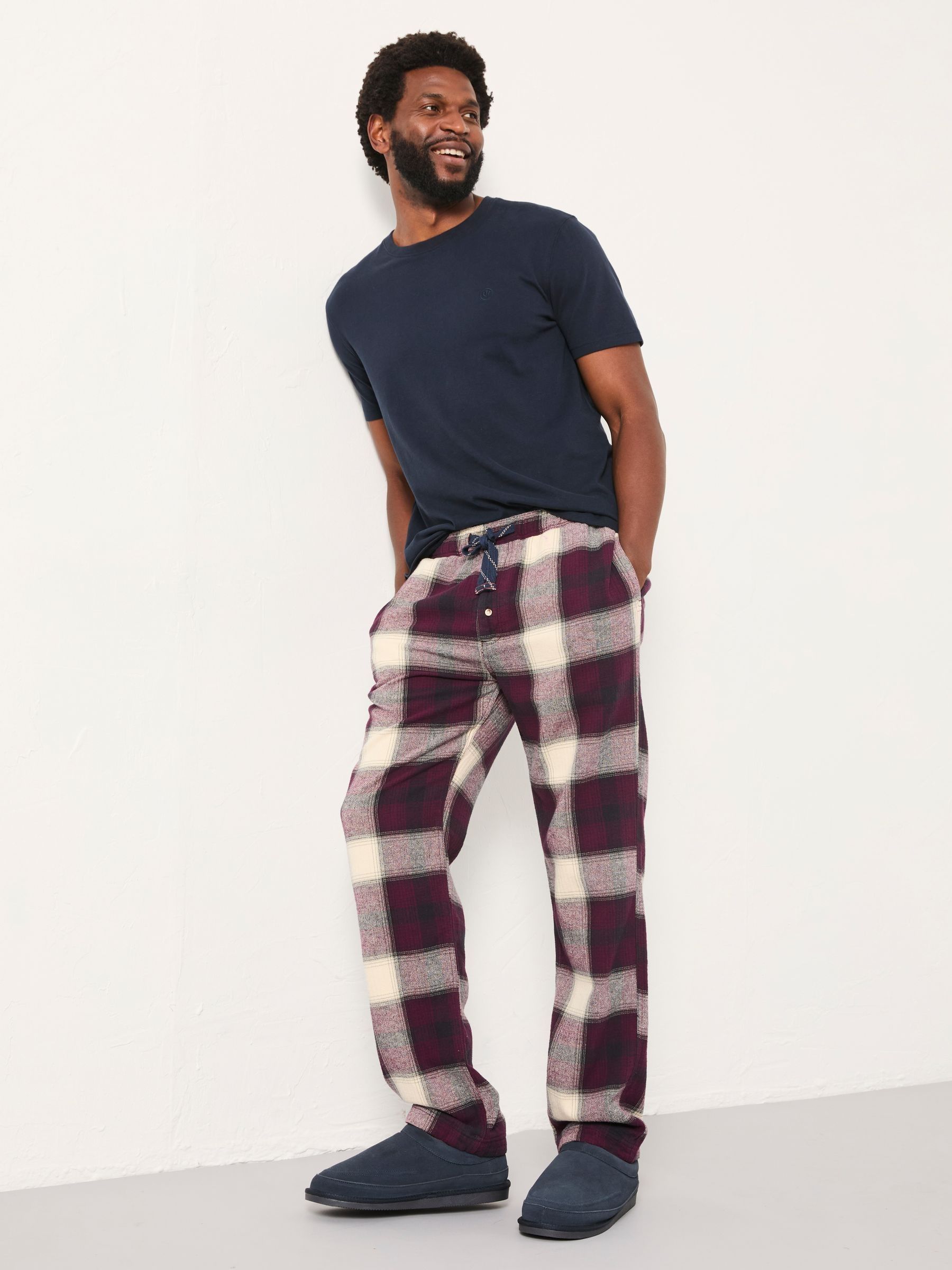 Connel Burgundy Red Check Pyjama Bottoms - Image 3 of 6
