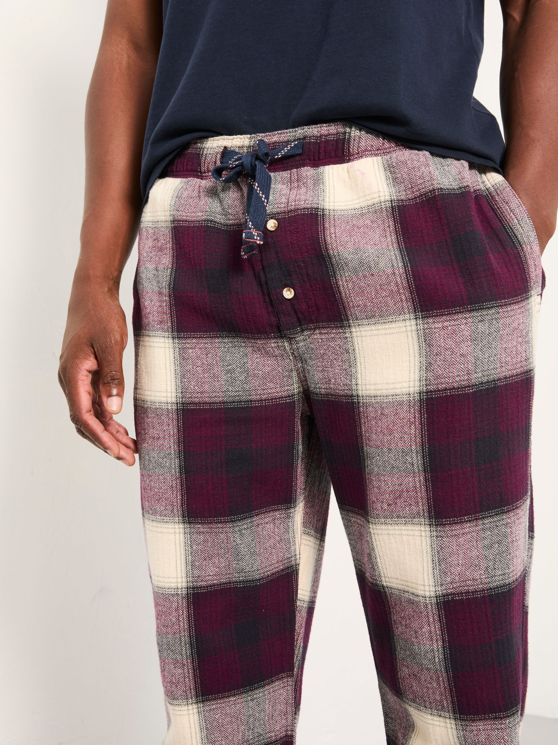 Connel Burgundy Red Check Pyjama Bottoms - Image 5 of 6