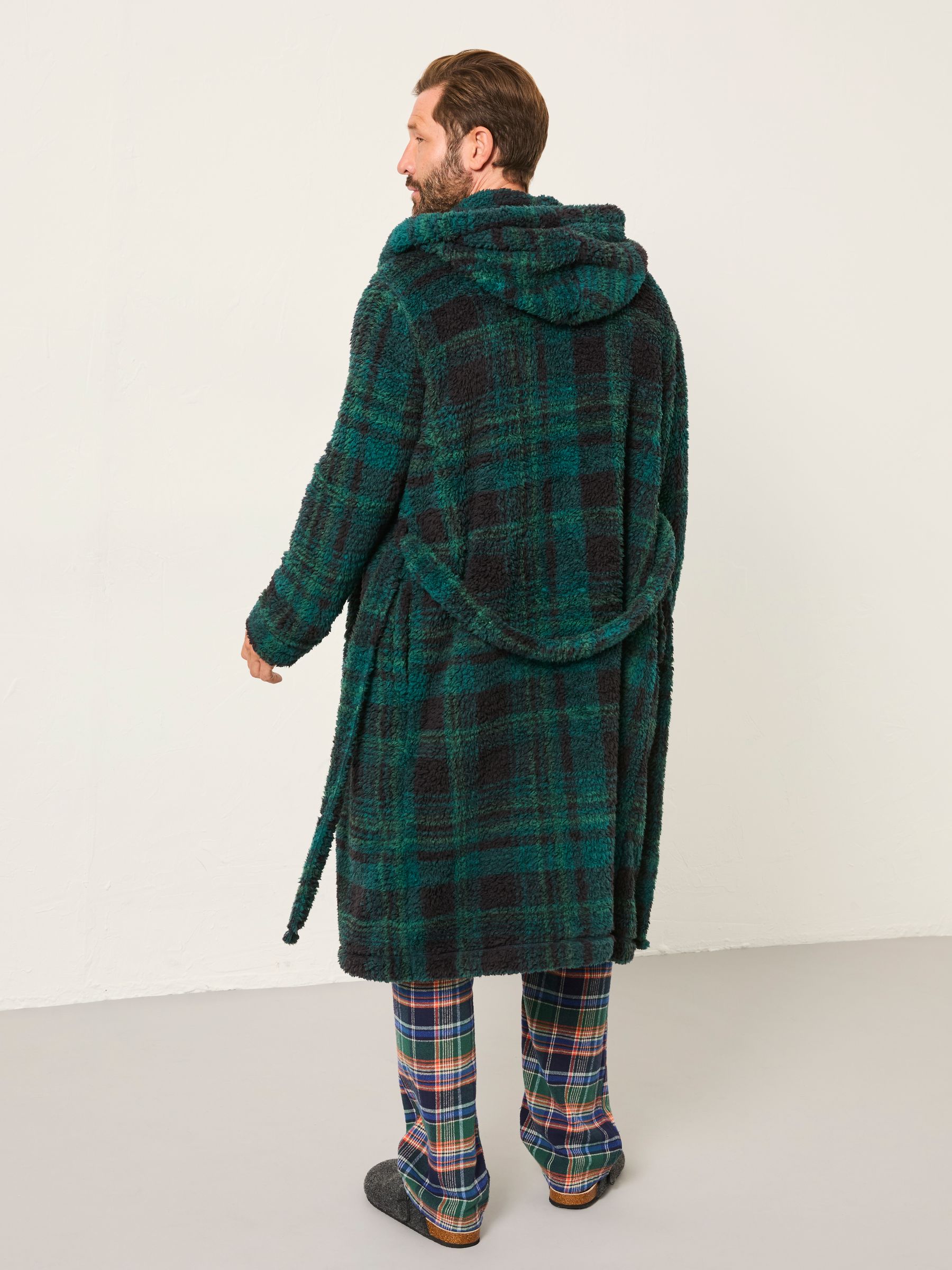 Dark Green Snuggle Check Robe | FatFace USA