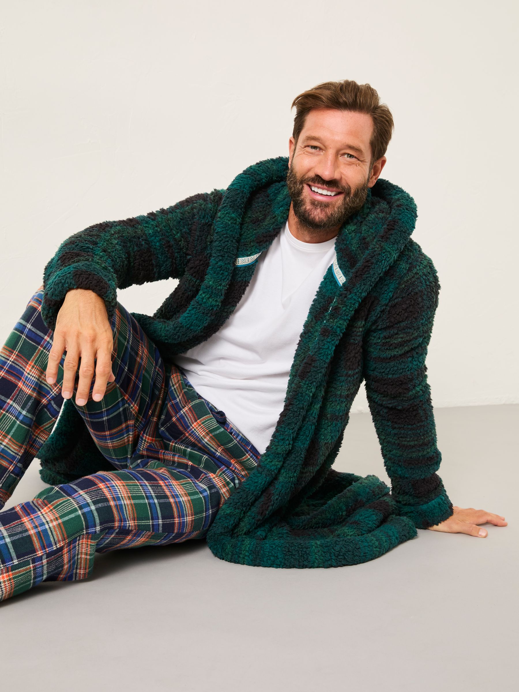 Dark Green Snuggle Check Robe - Image 4 of 6