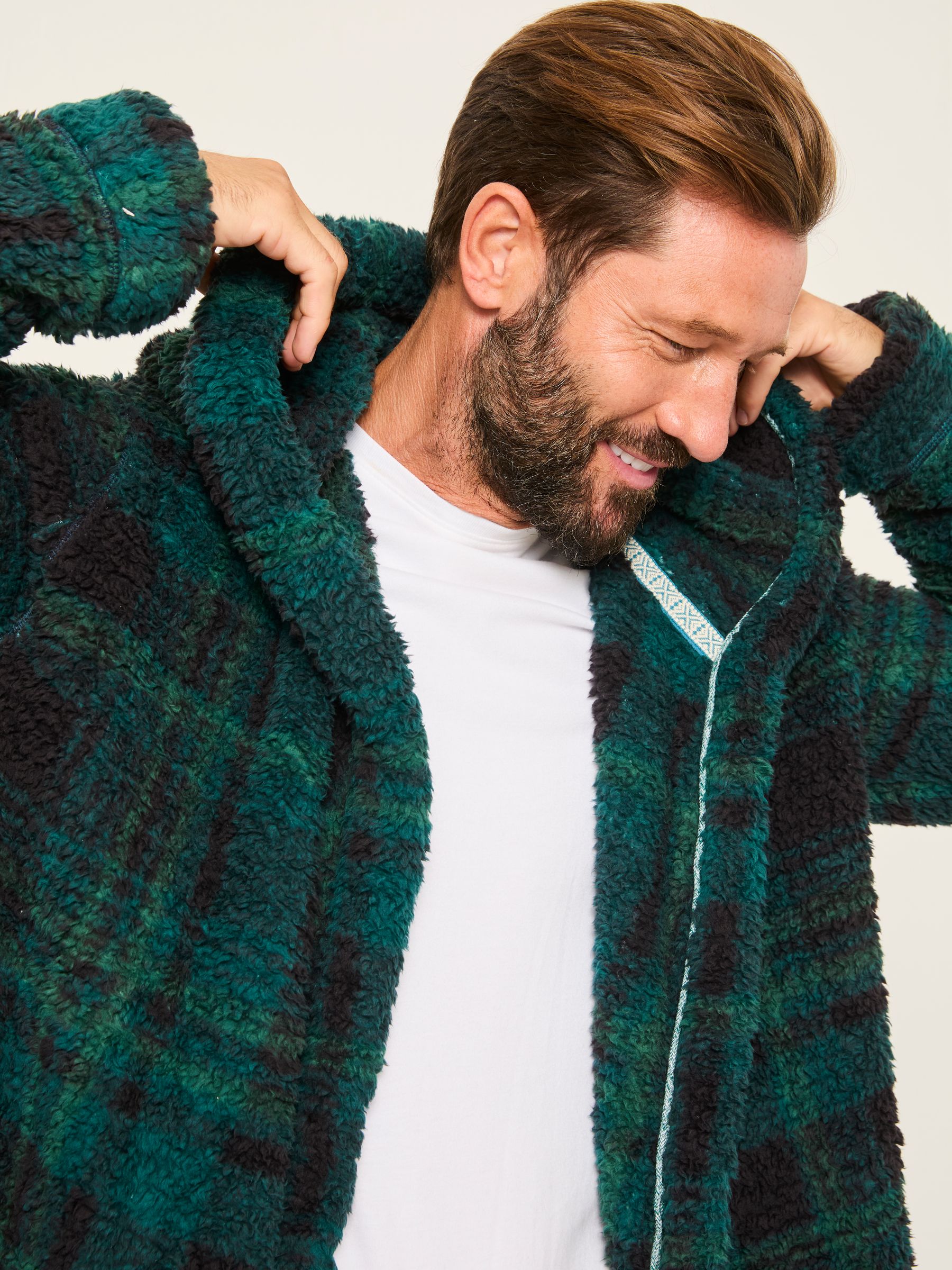 Dark Green Snuggle Check Robe - Image 5 of 6