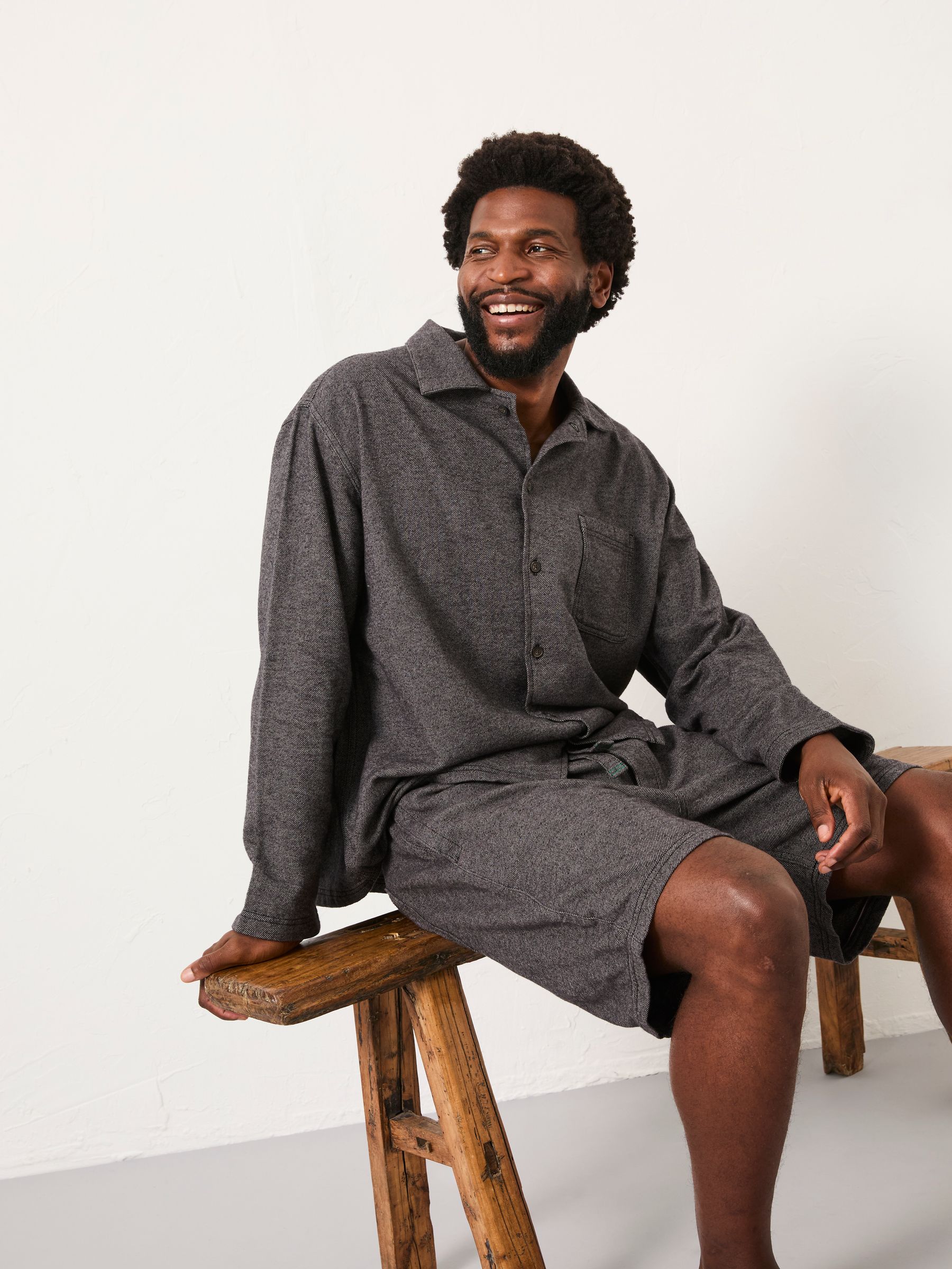 Charcoal Grey Brushed Twill Pyjama Shorts - Image 4 of 5