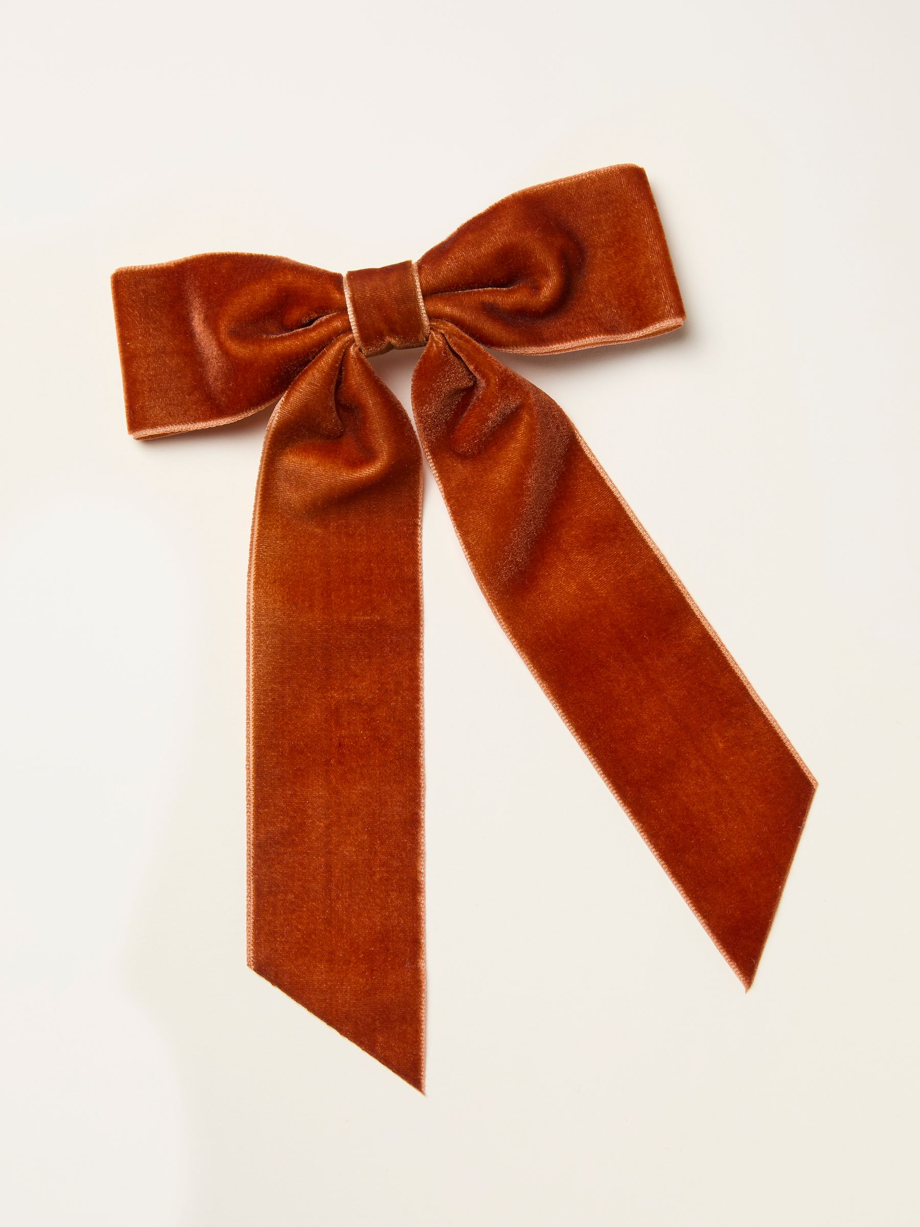Burnt Orange Velvet Hair Bow - Image 1 of 2 Burnt Orange Velvet Hair Bow - Image 1 of 2