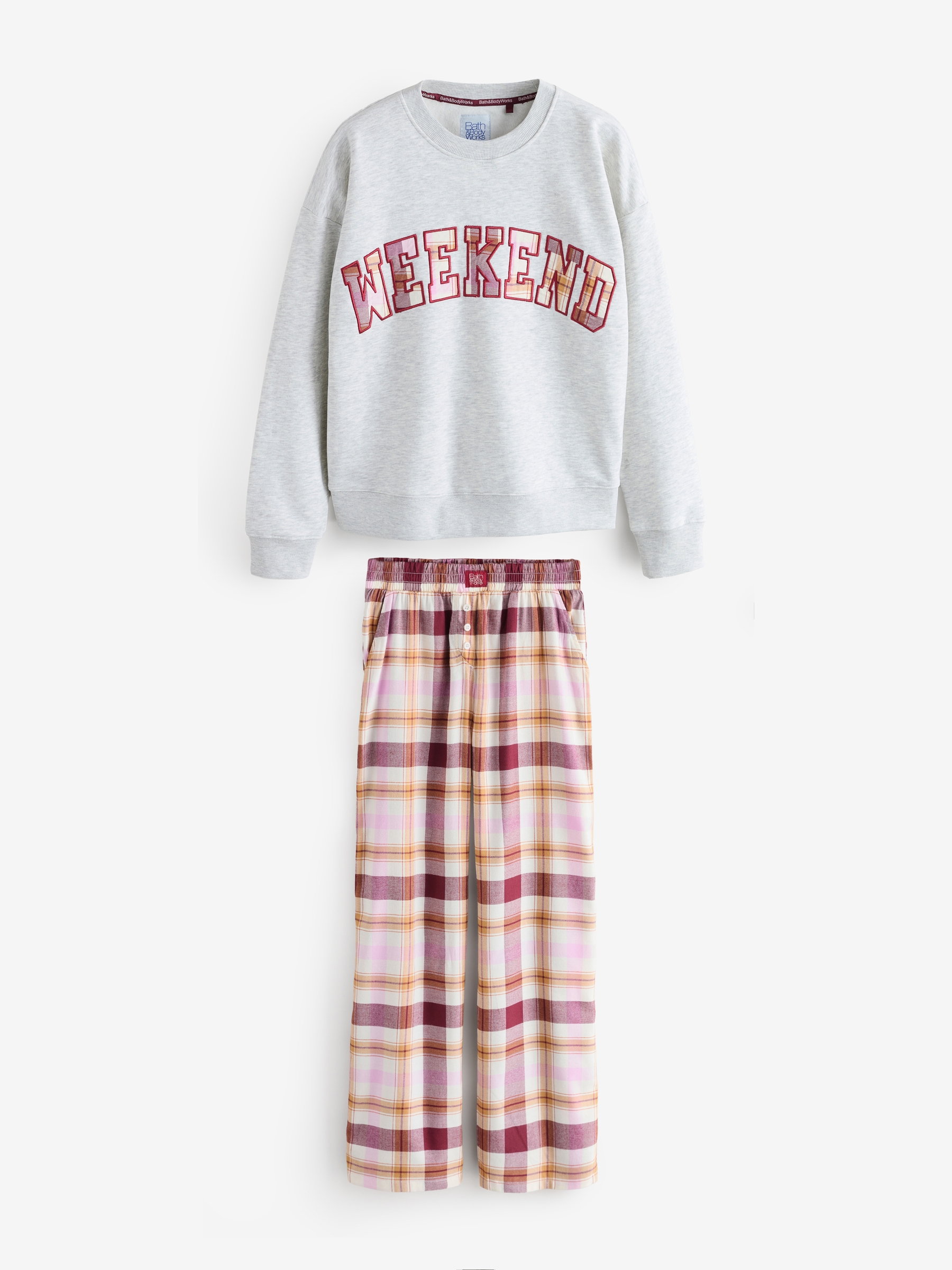 Grey and Burgundy Weekend Sweat Check Pyjamas - Image 5 of 9