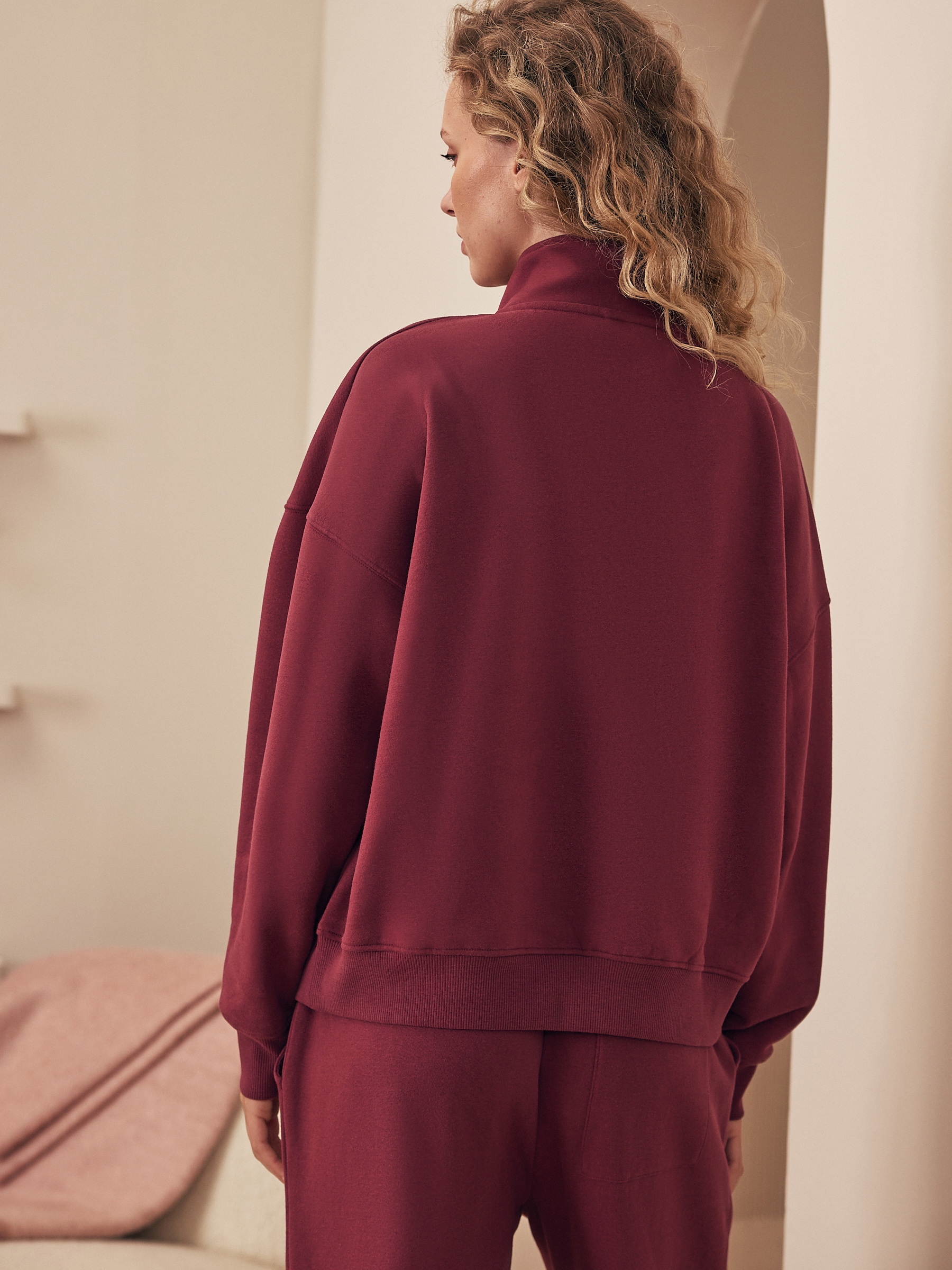Burgundy Red Half Zip Sweatshirt - Image 2 of 7