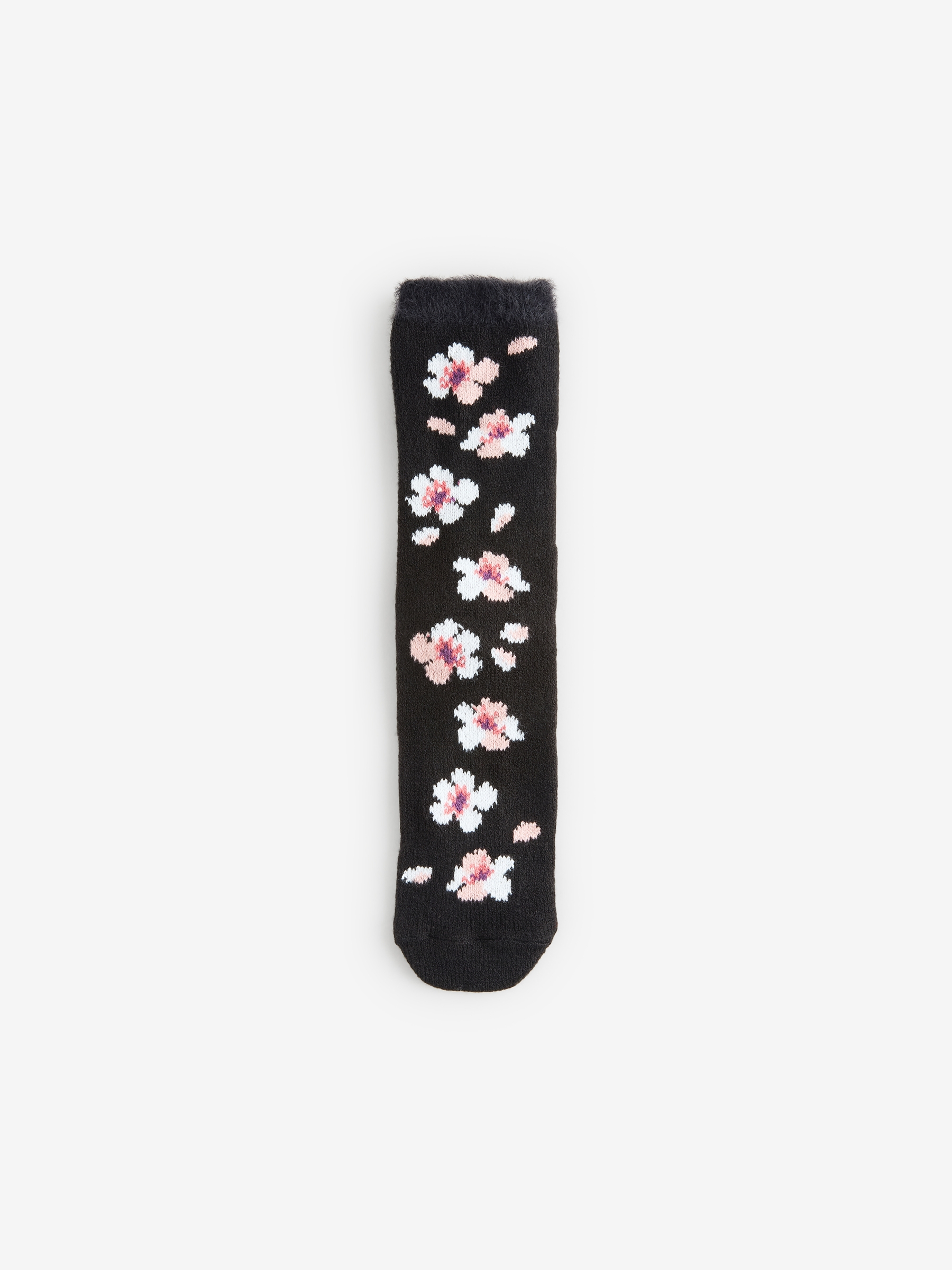 Black Cherry Blossom Fuzzy Socks - Image 4 of 7