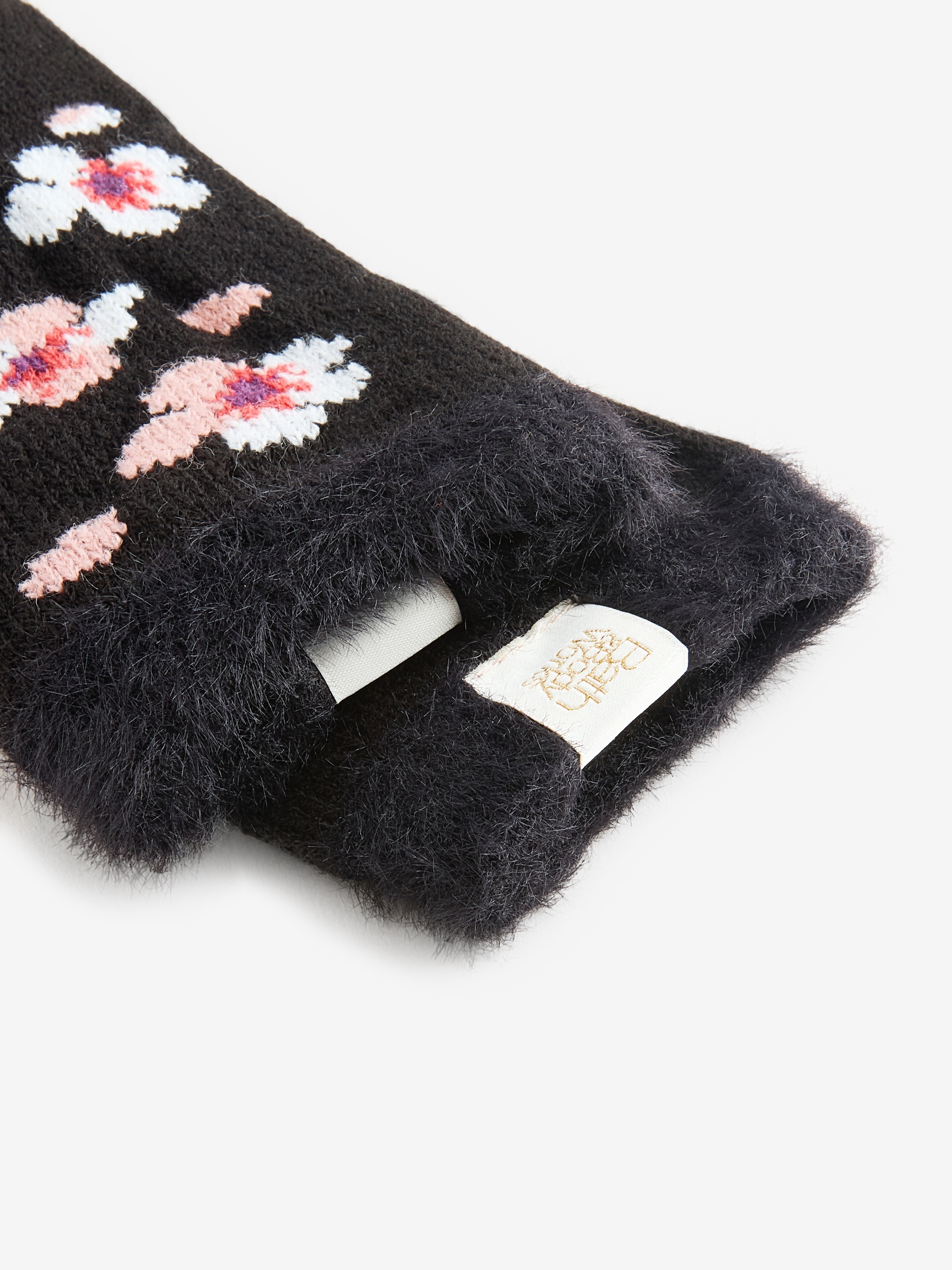 Black Cherry Blossom Fuzzy Socks - Image 6 of 7