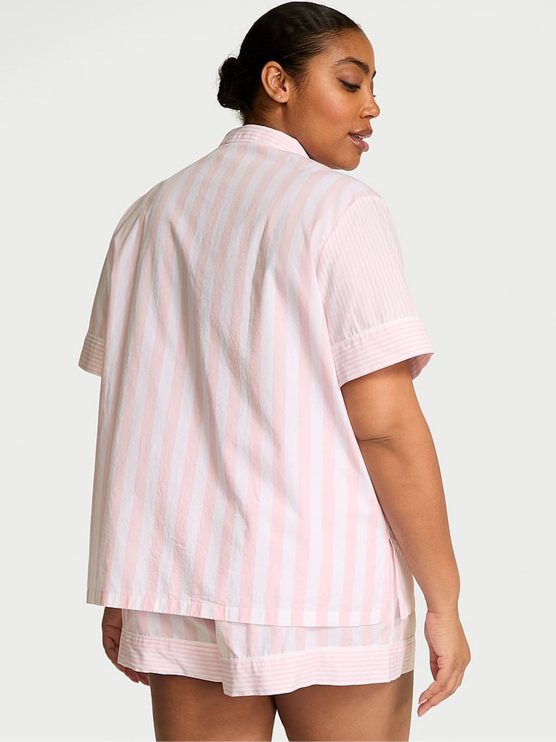 Pretty Blossom Pink Stripe Cotton Short Pyjama Set - Image 2 of 2