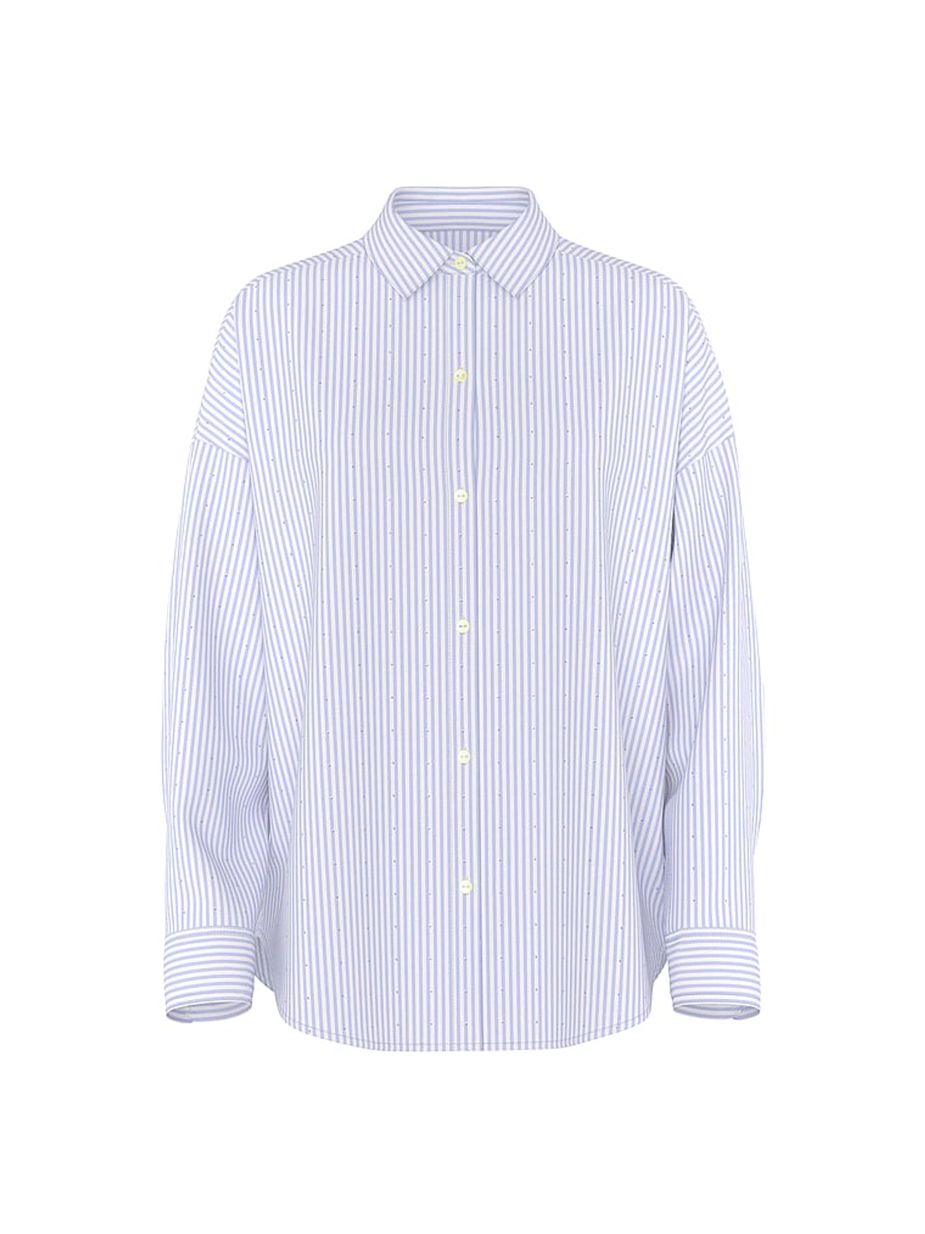 Blue Stripe Cotton Diamante Pyjama Shirt - Image 4 of 4