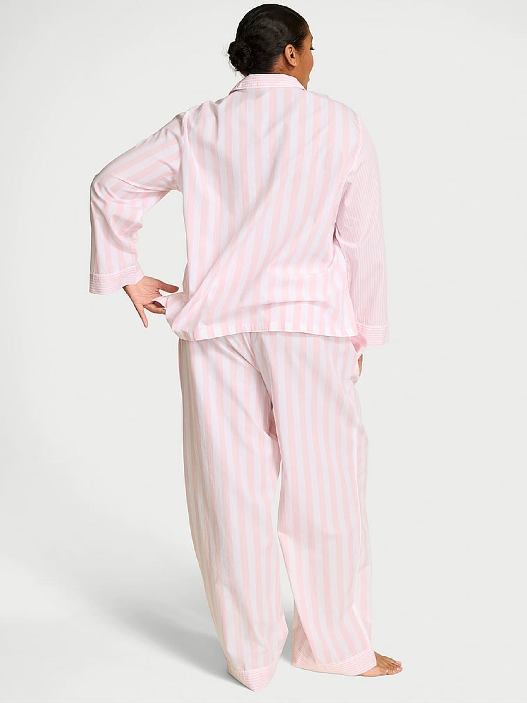 Pretty Blossom Pink Stripe Cotton Long Pyjama Set - Image 2 of 2